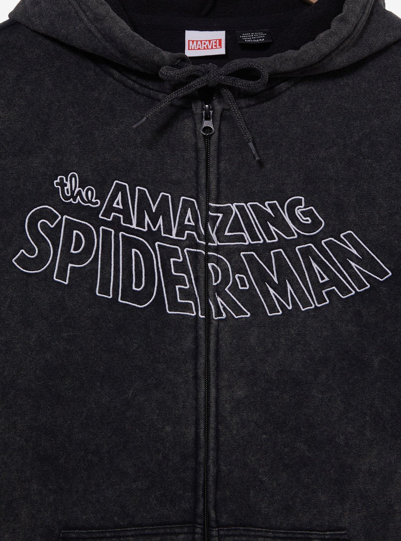 Marvel Spider-Man Title Mineral Wash Zippered Hoodie - BoxLunch Exclusive
