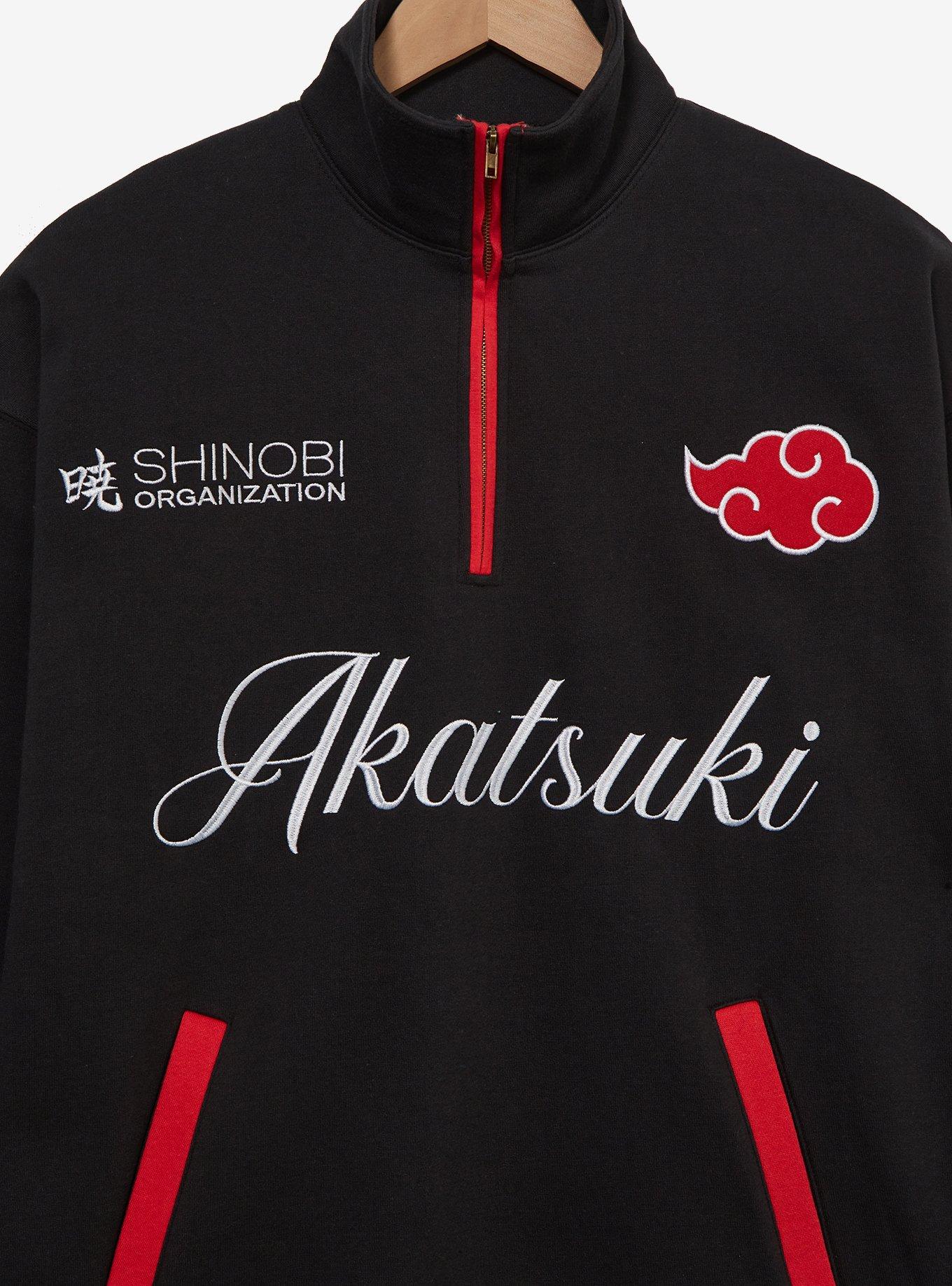 Naruto Shippuden Akatsuki Quarter-Zip Sweatshirt - BoxLunch Exclusive, BLACK  BLACK RED, alternate