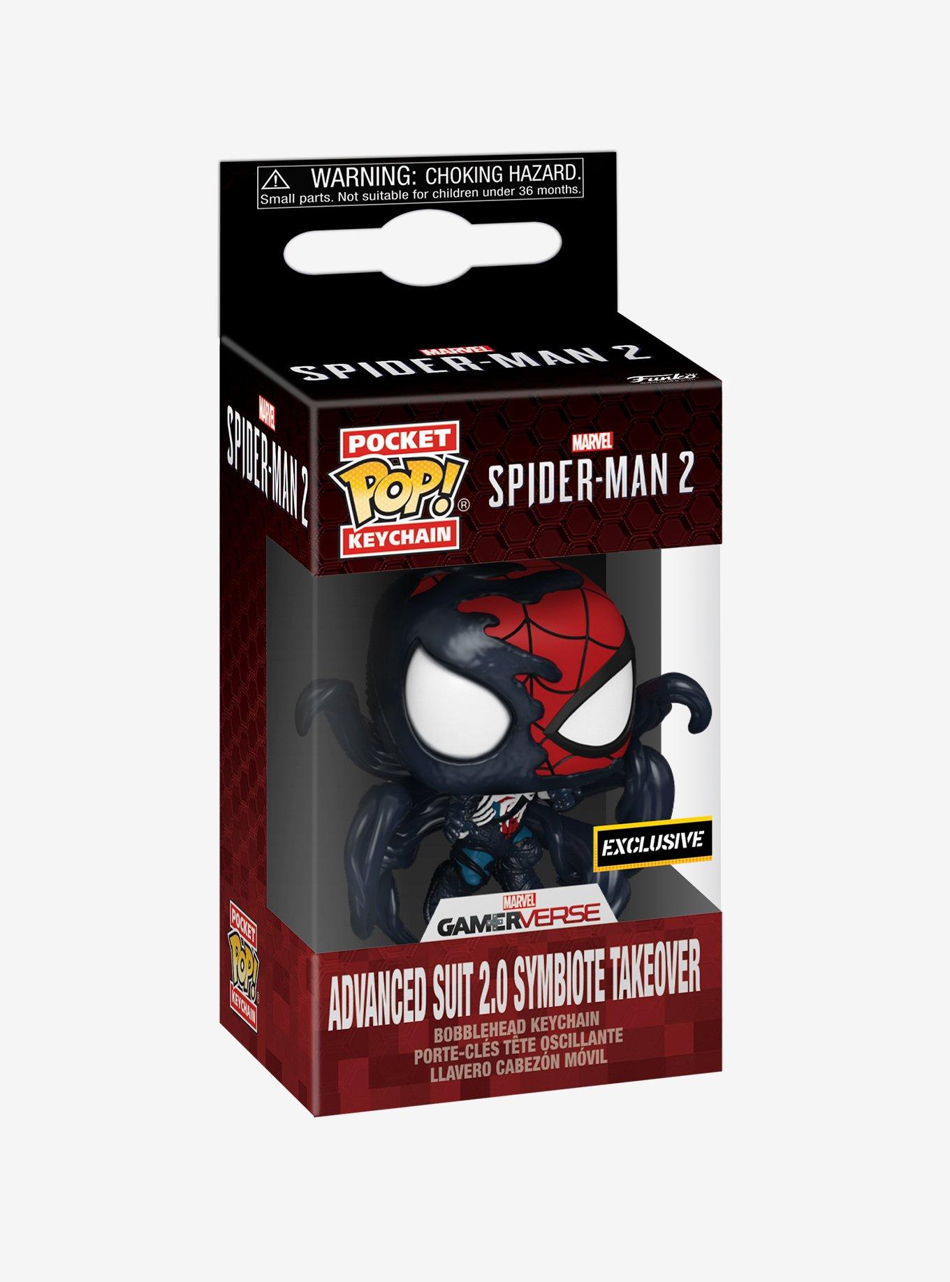 Funko Marvel Gamerverse Spider-Man 2 Pocket Pop! Advanced Suit 2.0 Symbiote Takeover Bobble-Head Key Chain Hot Topic Exclusive, , hi-res