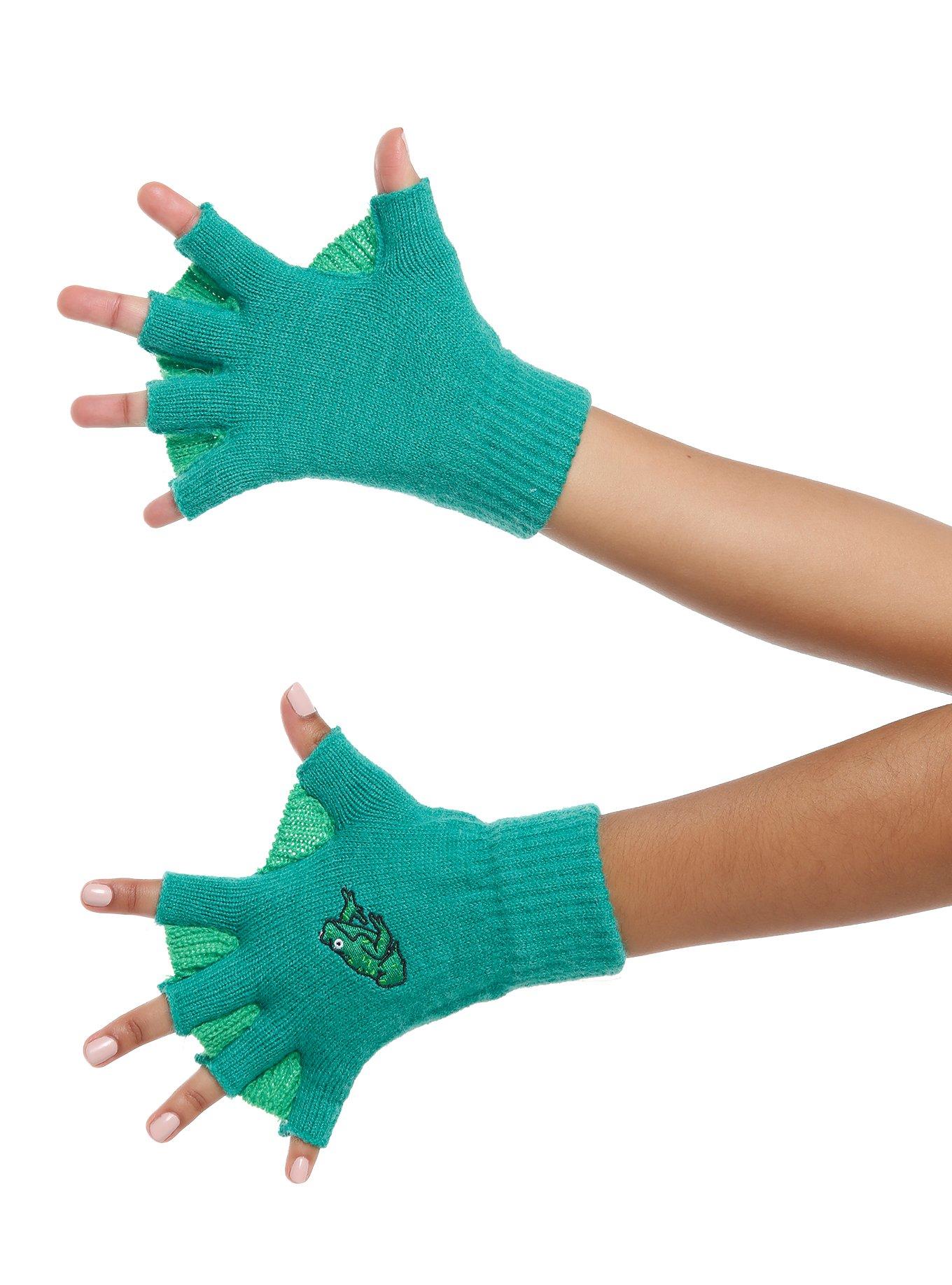 Frog Green Webbed Fingerless Gloves, , alternate