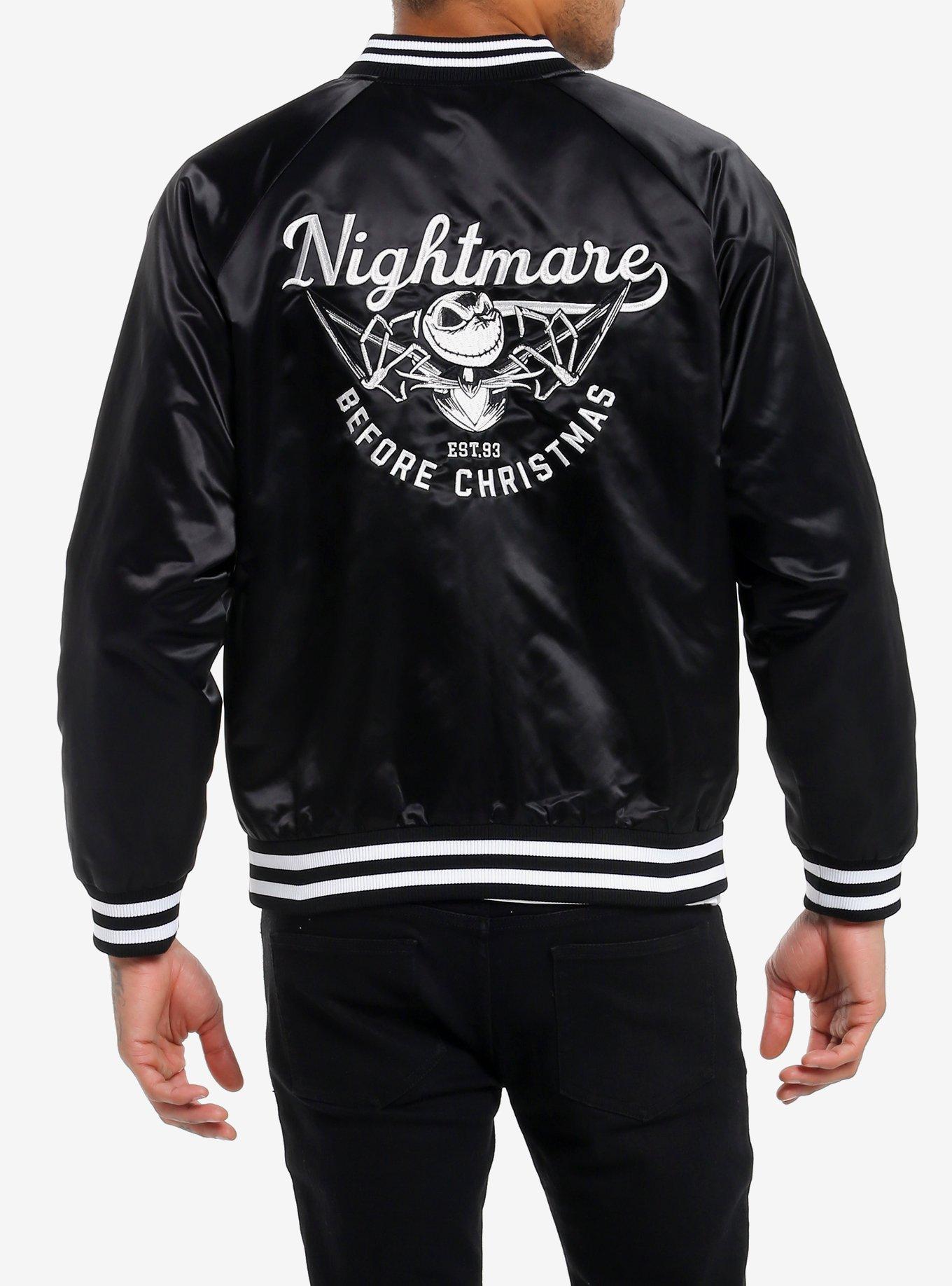 The Nightmare Before Christmas Jack Skellington Satin Baseball Jacket, BLACK, alternate