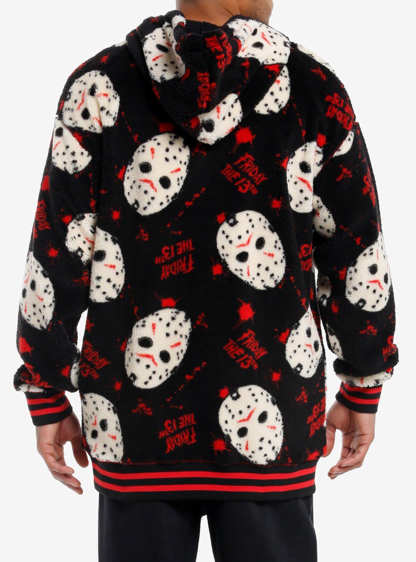 Friday The 13th Jason Mask Fuzzy Oversized Hoodie, MULTI, alternate