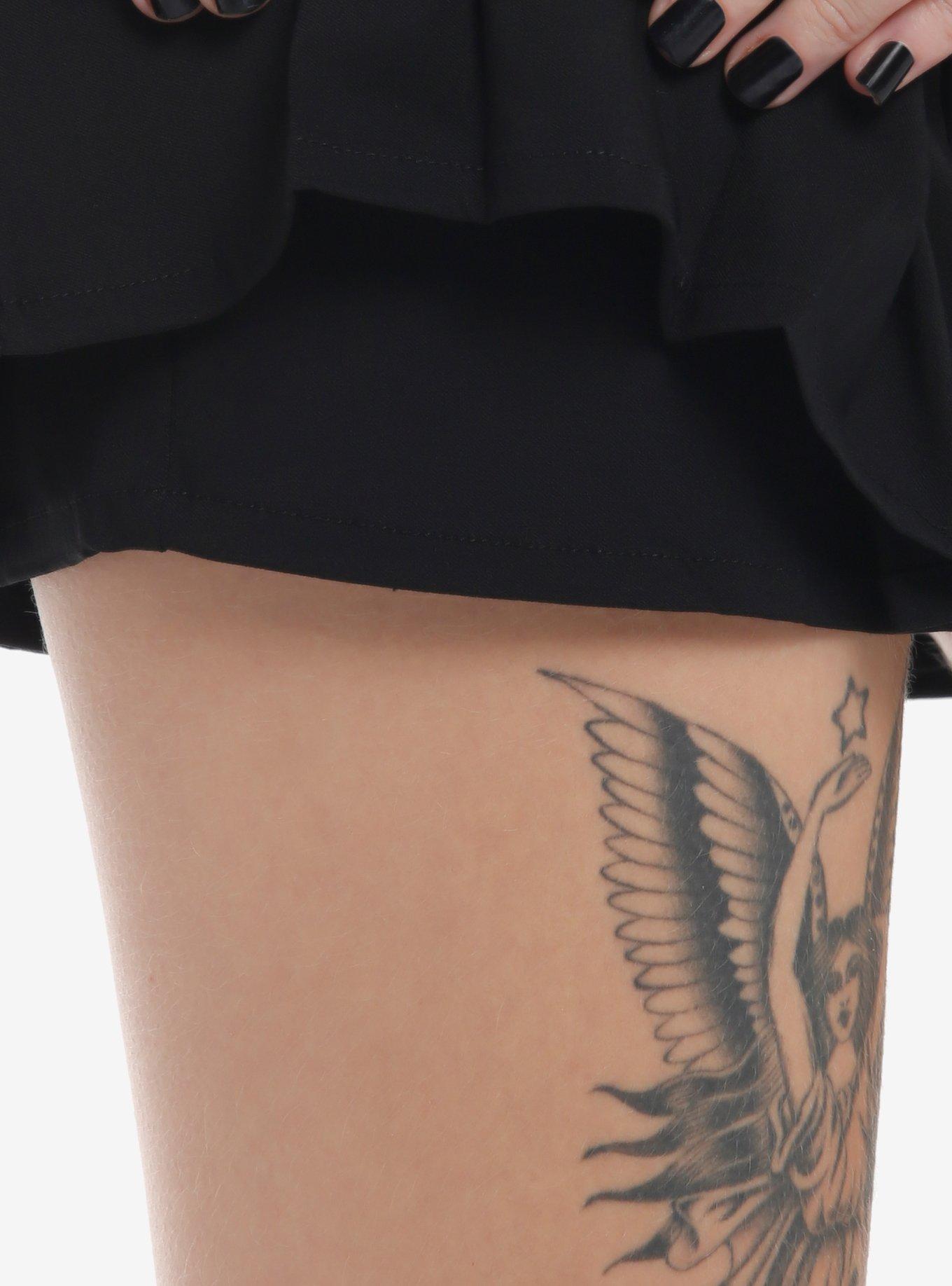 Black Pleated Micro Skort, BLACK, alternate
