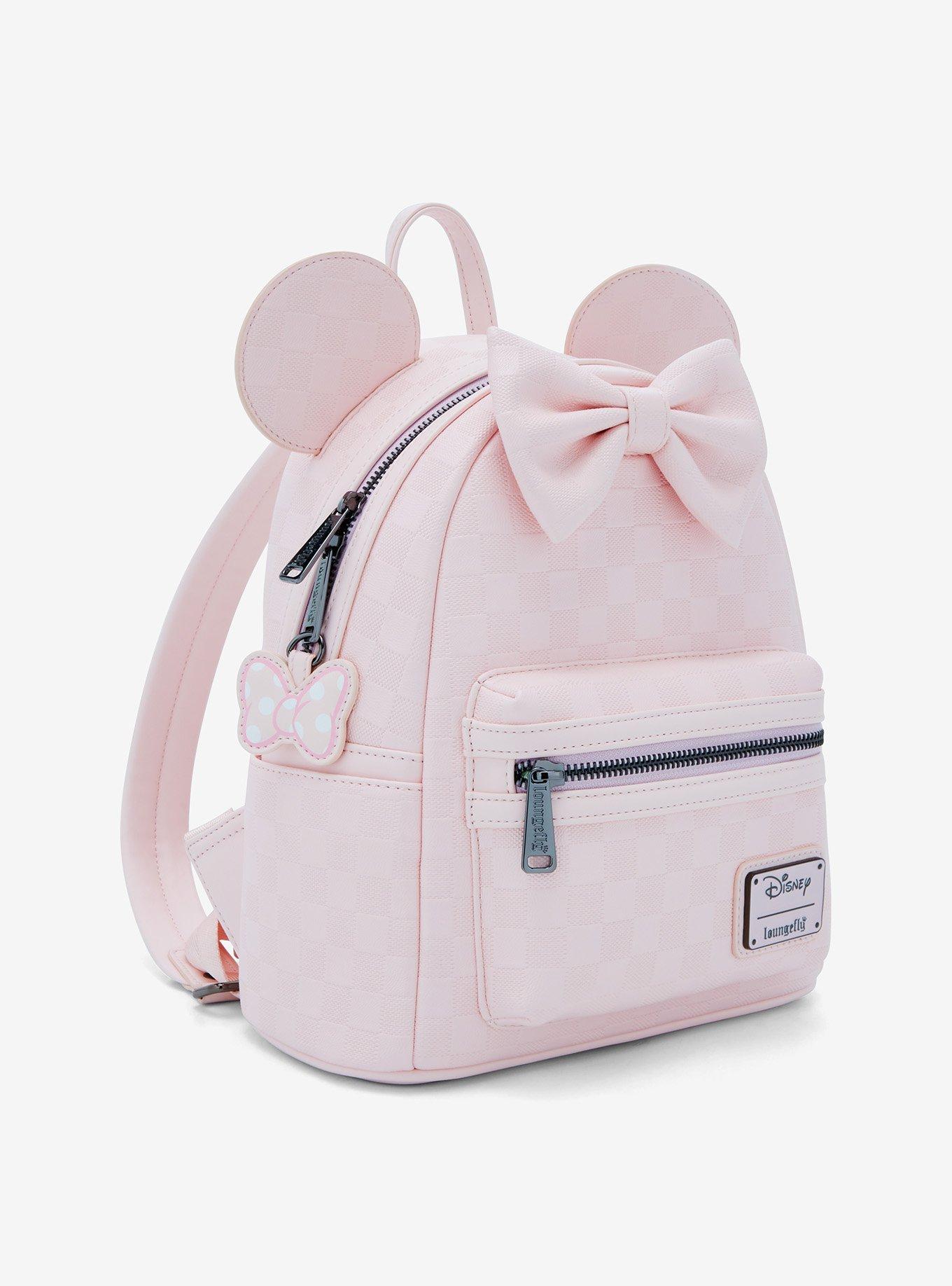 Loungefly Disney Minnie Mouse Light Pink Checkered Figural Mini Backpack, , hi-res