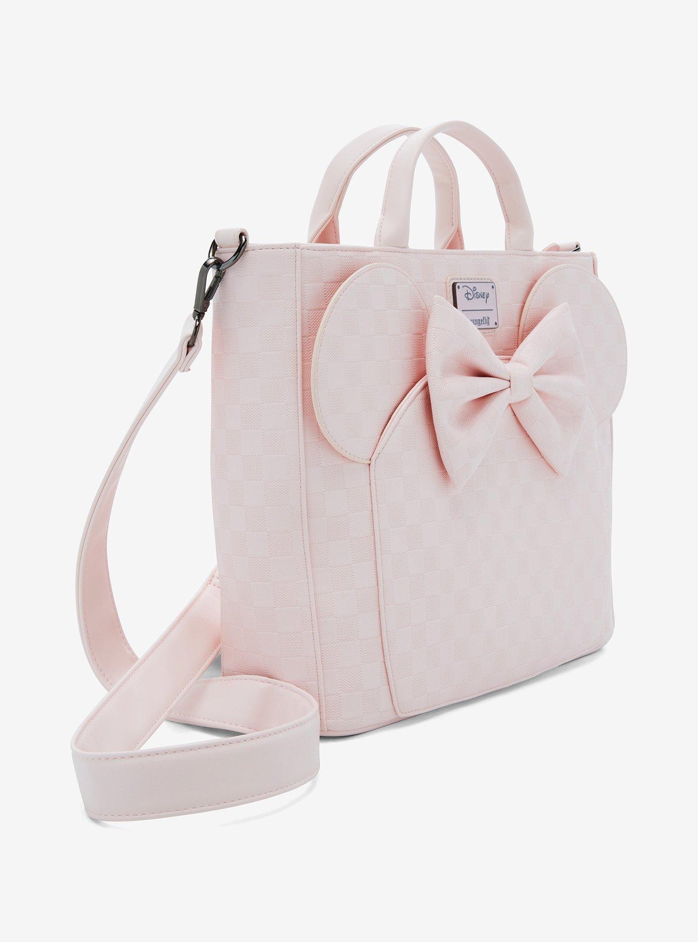 Loungefly Disney Minnie Mouse Pink Checkered Convertible Tote Bag, , alternate