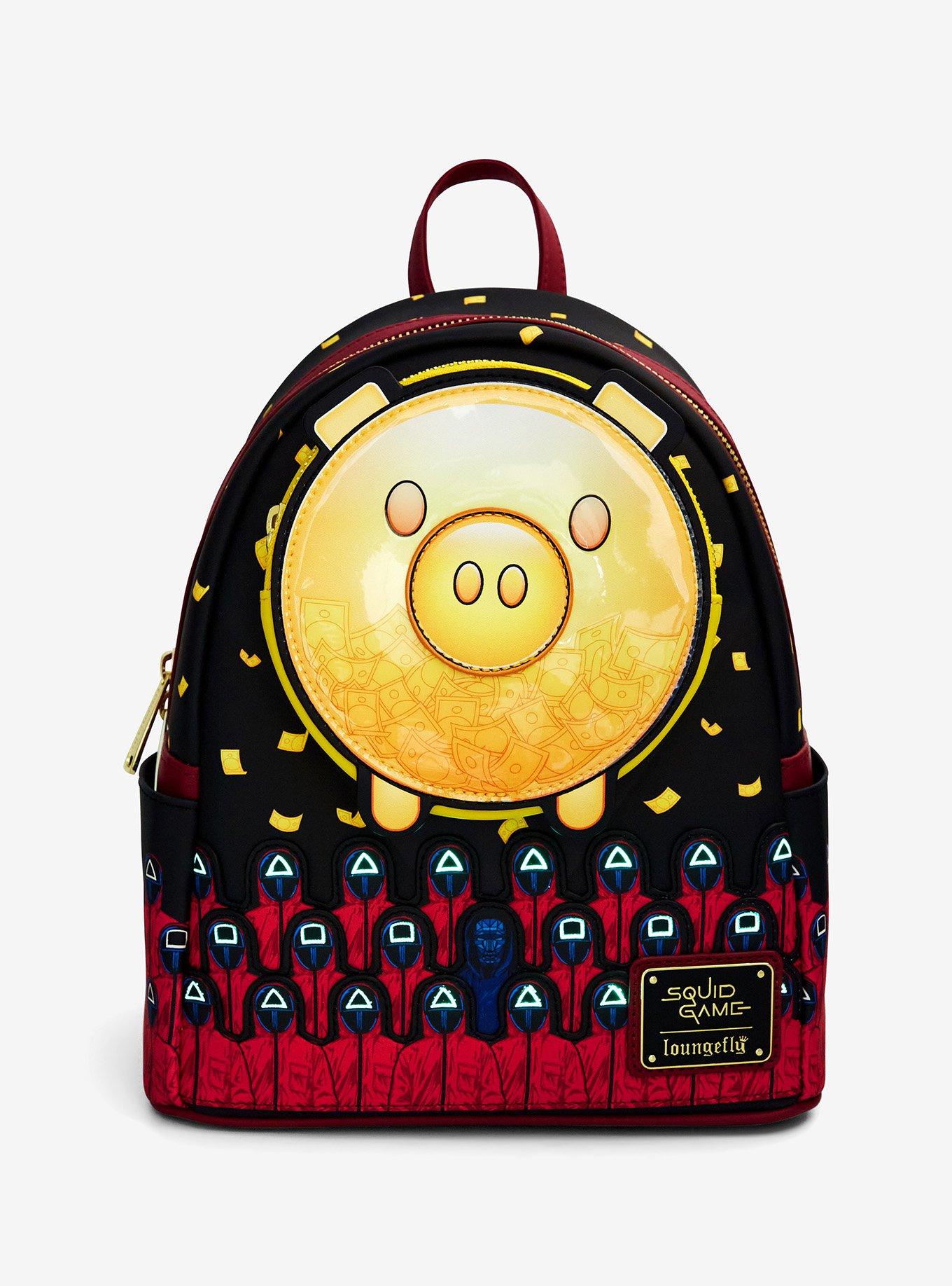 Loungefly Squid Game Pig Glow-In-The-Dark Mini Backpack, , alternate