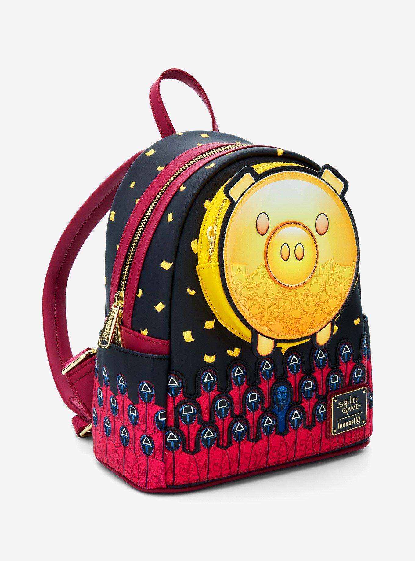 Loungefly Squid Game Pig Glow-In-The-Dark Mini Backpack, , alternate