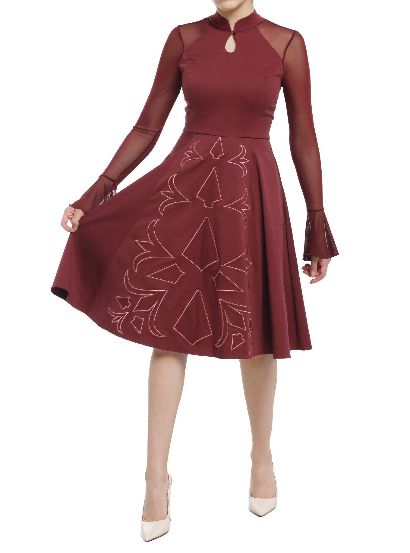 Her Universe Star Wars Ahsoka Mesh Retro Dress Her Universe Exclusive, BURGUNDY, alternate