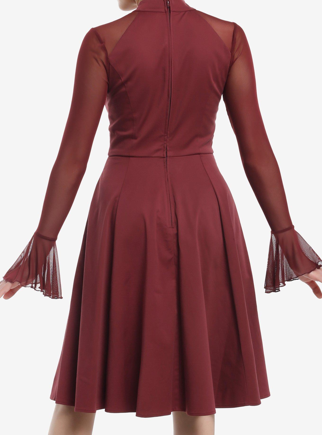 Her Universe Star Wars Ahsoka Mesh Retro Dress Her Universe Exclusive, BURGUNDY, alternate