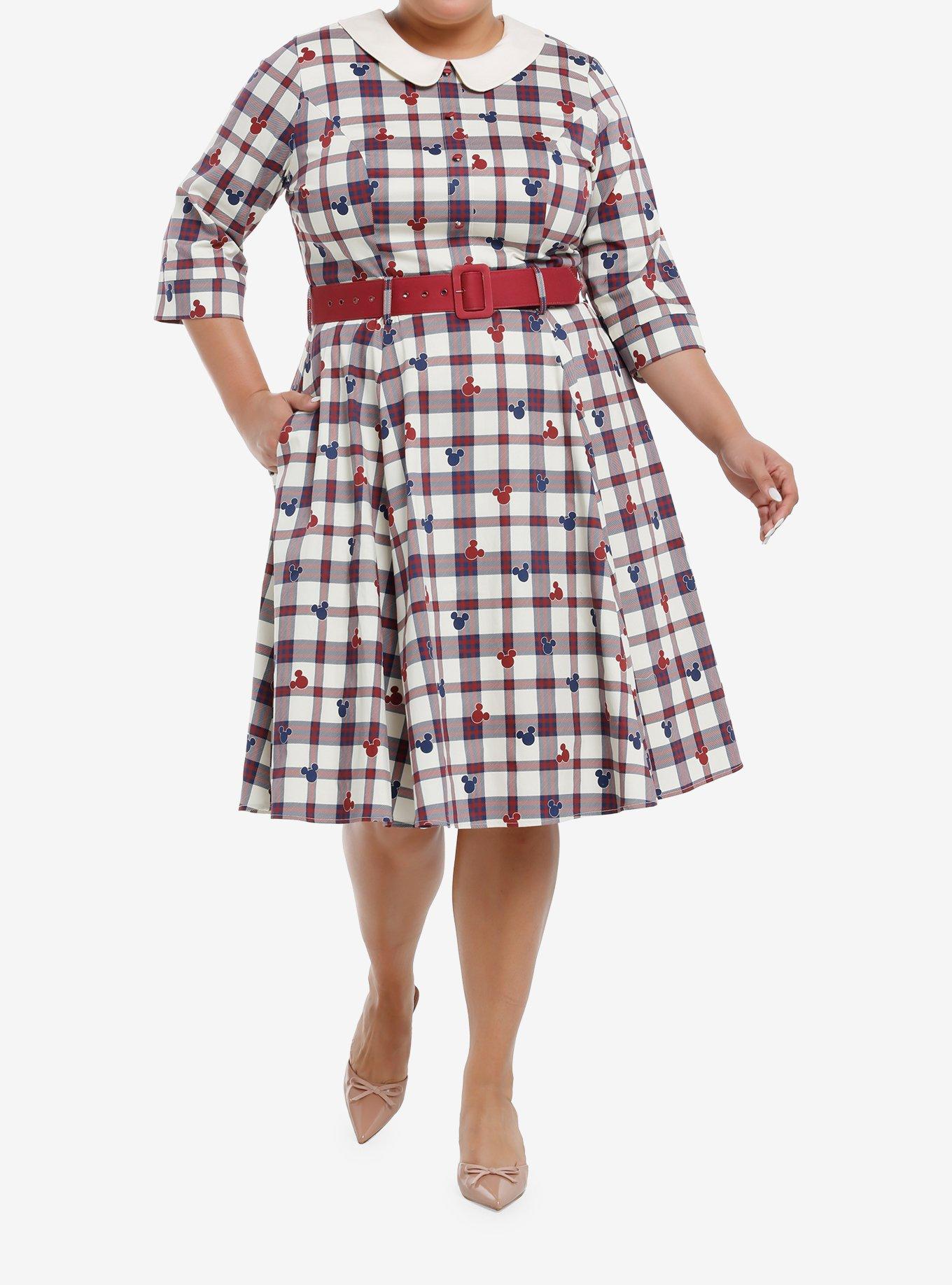 Her Universe Disney Mickey Mouse Plaid Retro Dress Plus Size Her Universe Exclusive, MULTI, alternate