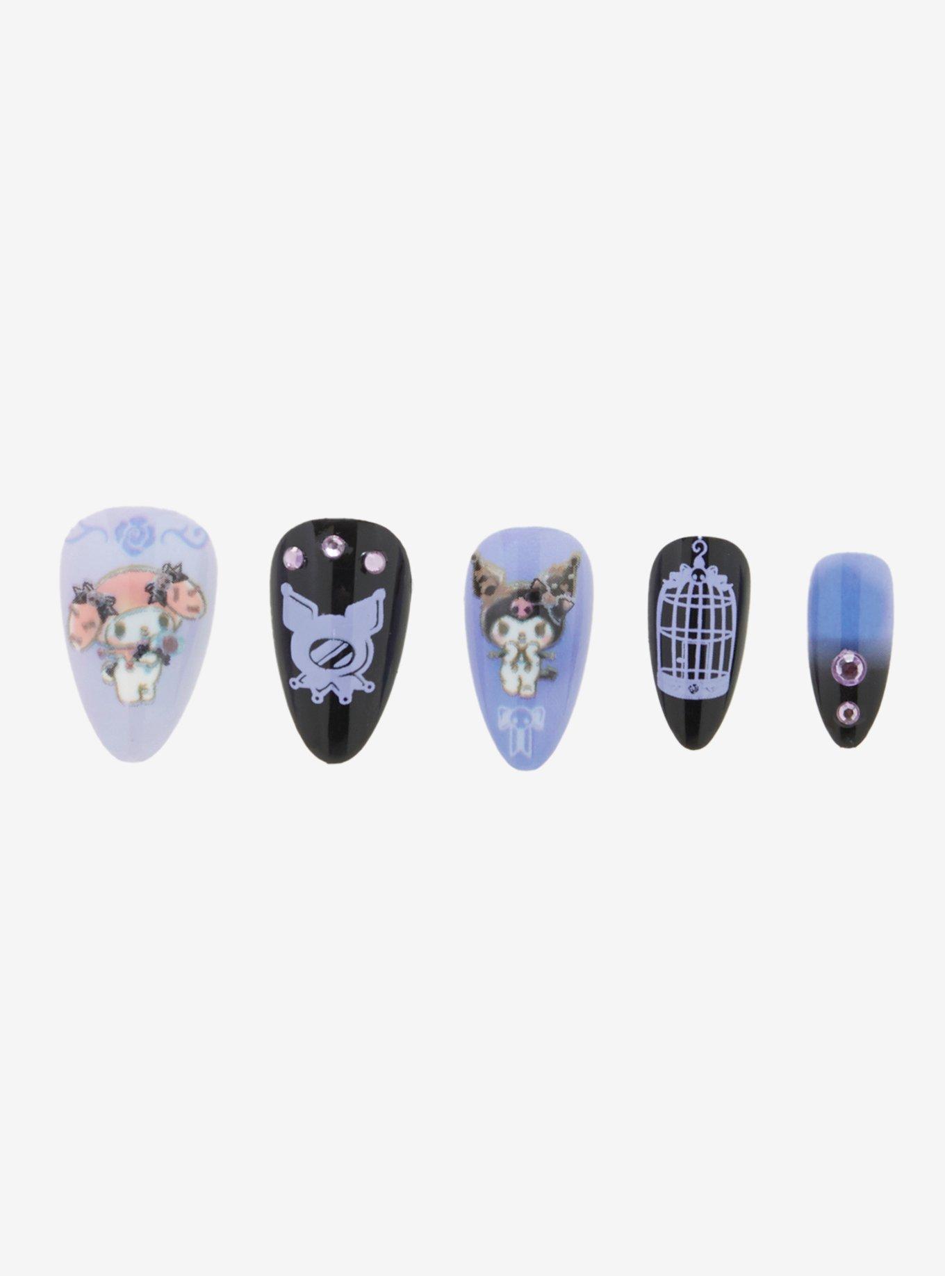 Kuromi & My Melody Cute Party Faux Nail Set, , hi-res