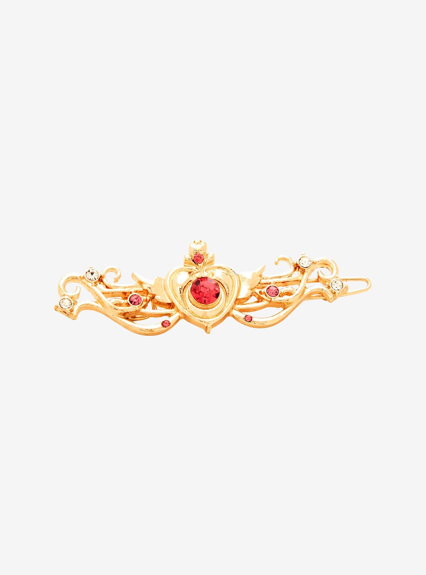 Pretty Guardian Sailor Moon Crisis Moon Compact Gold Rhinestone Barrette &mdash; BoxLunch Exclusive, , alternate