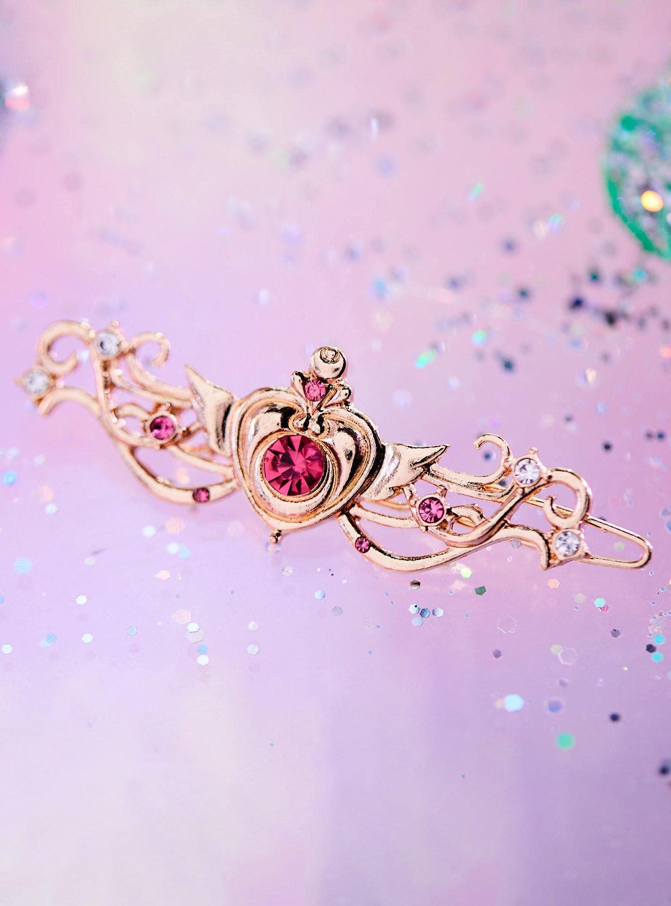 Pretty Guardian Sailor Moon Crisis Moon Compact Gold Rhinestone Barrette &mdash; BoxLunch Exclusive, , alternate