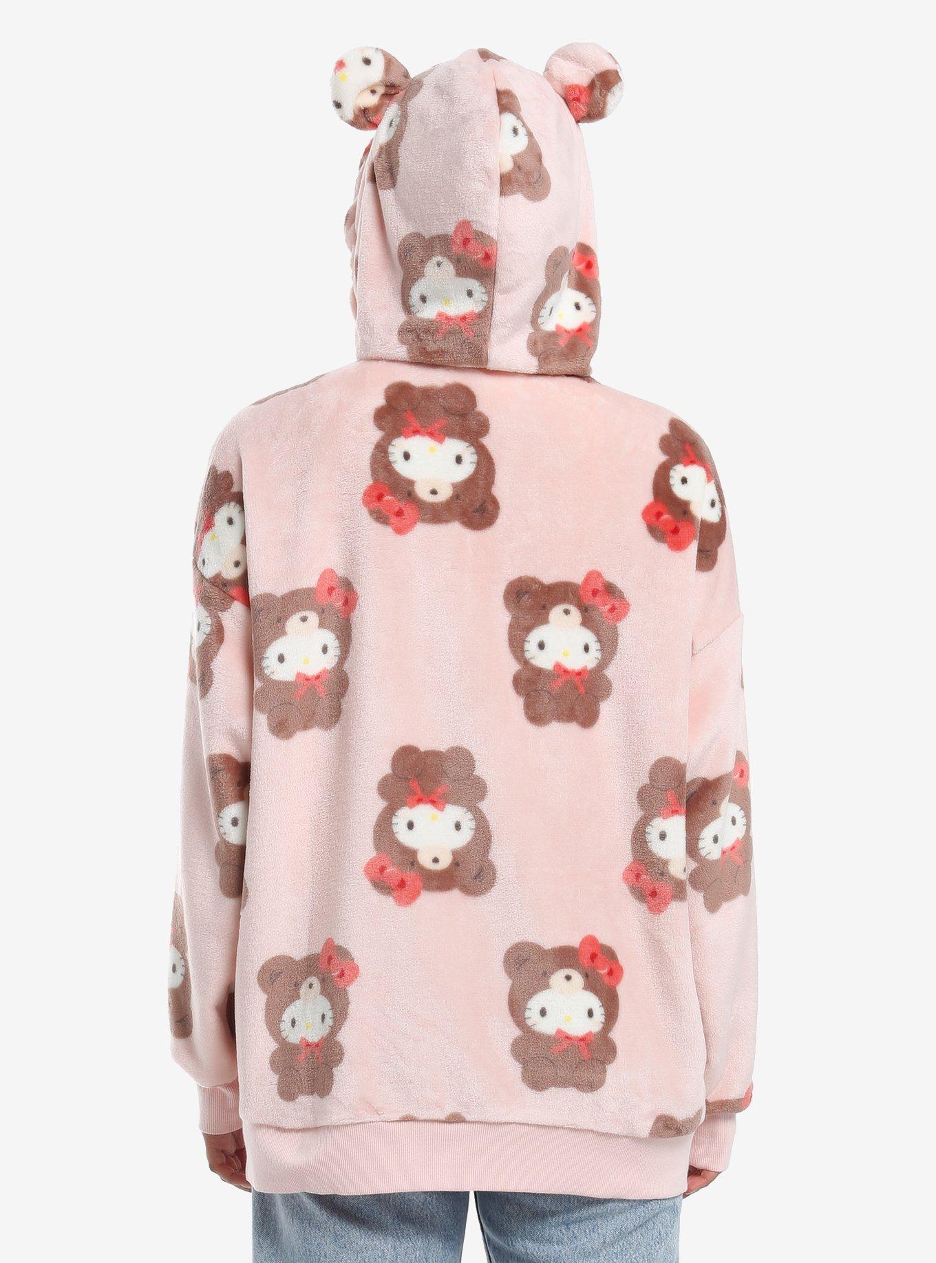 Hello Kitty Latte Bear Fuzzy Girls Hoodie, MULTI, alternate