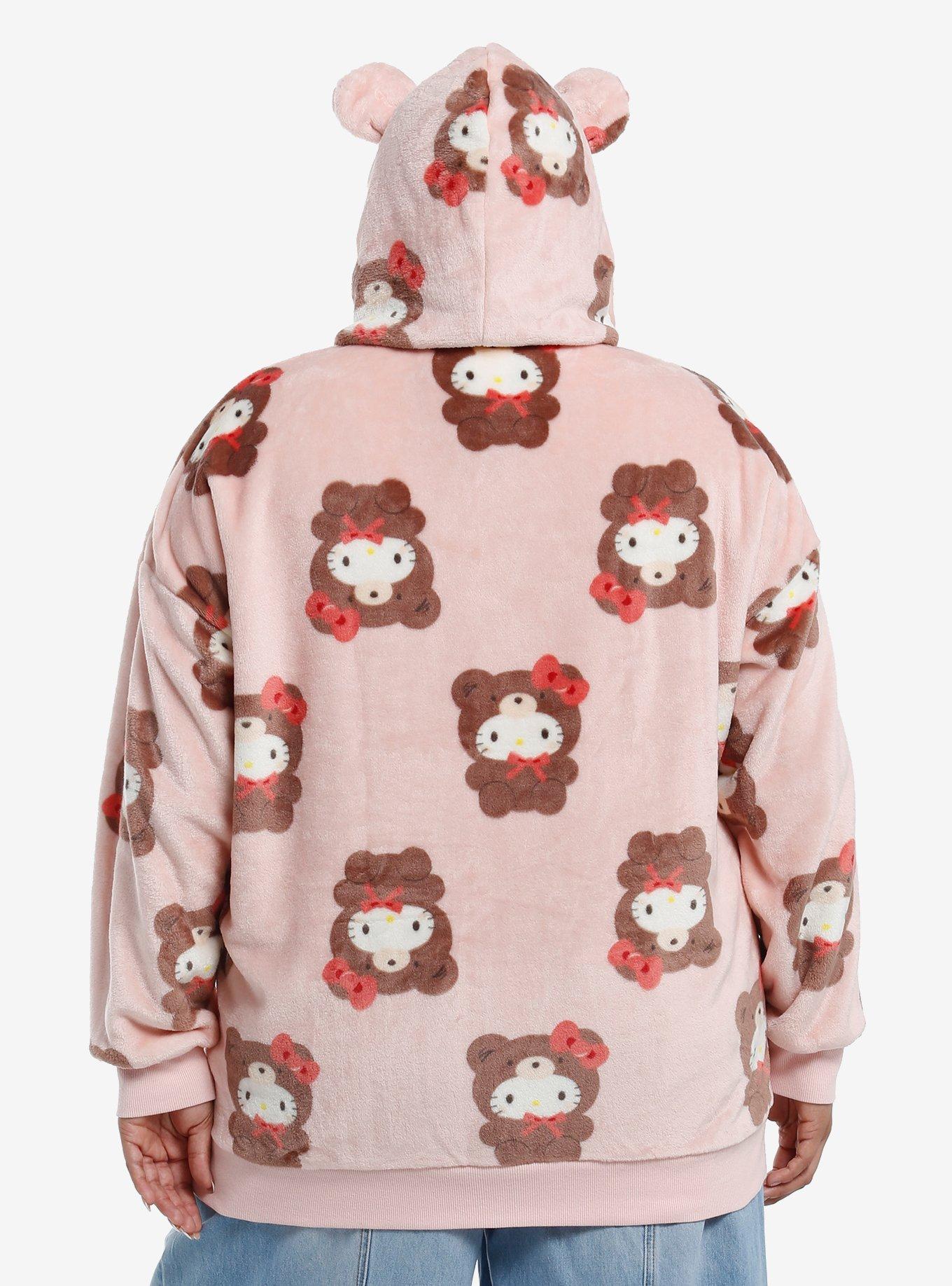 Hello Kitty Latte Bear Fuzzy Girls Hoodie Plus Size, MULTI, alternate