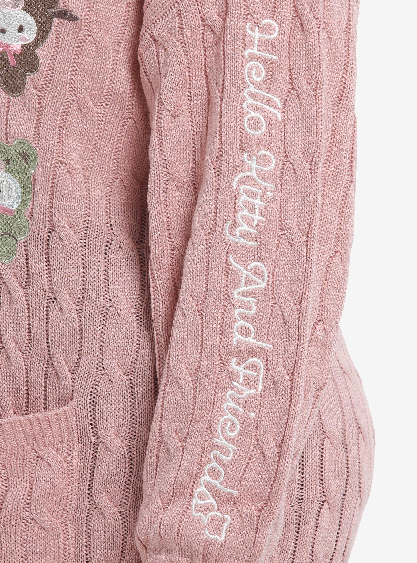Hello Kitty And Friends Latte Bear Cable Knit Girls Cardigan Plus Size, MULTI, alternate