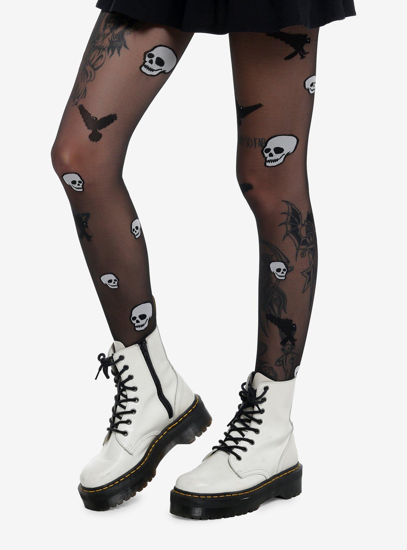 Black Skull & Raven Tights