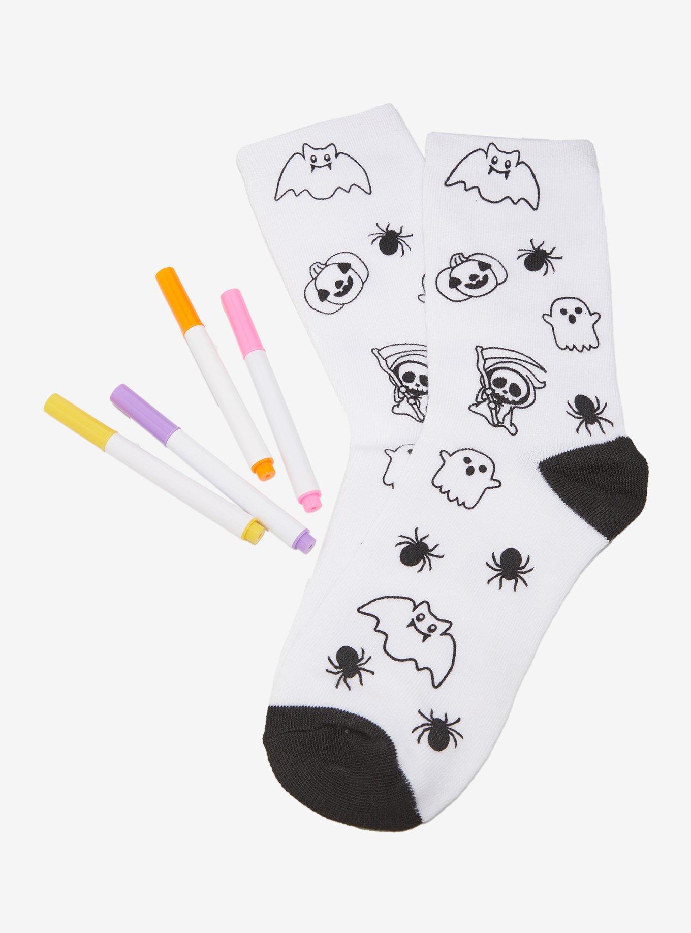 Halloween Color-Me-In Socks Set, , alternate