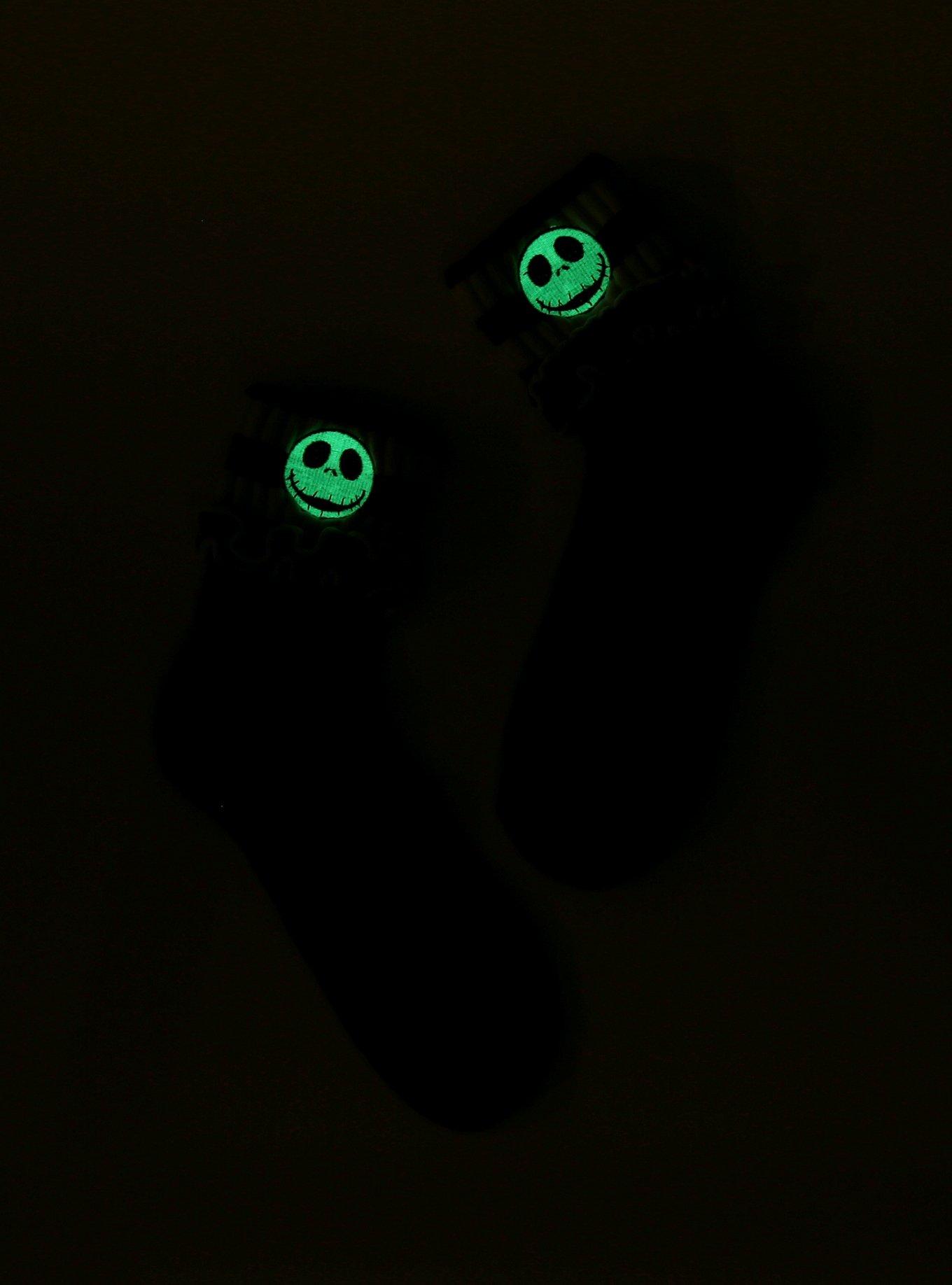 The Nightmare Before Christmas Jack Stripe Glow-In-The-Dark Ankle Socks, , hi-res