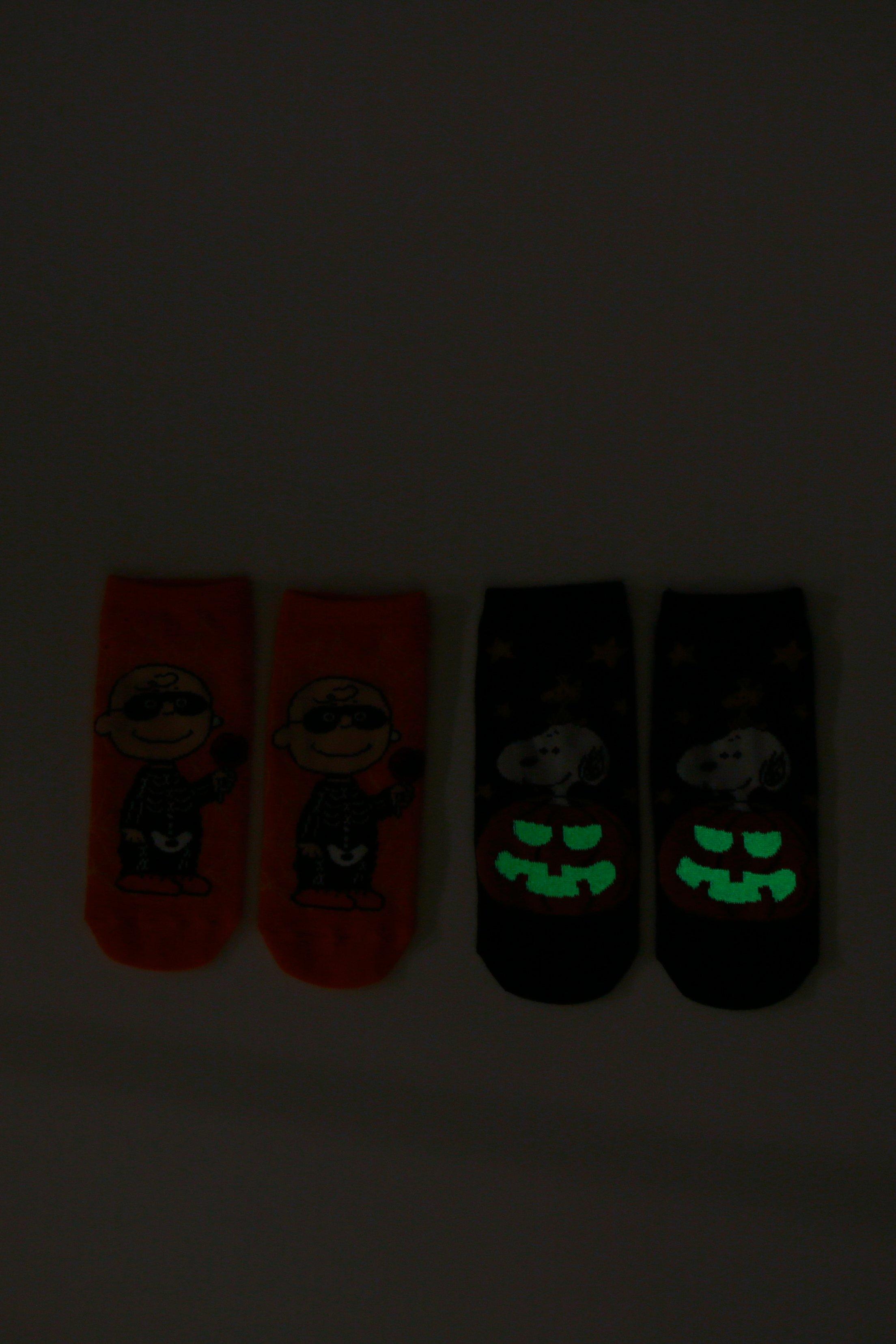 Peanuts Snoopy & Charlie Brown Halloween No-Show Socks 2 Pair, , alternate