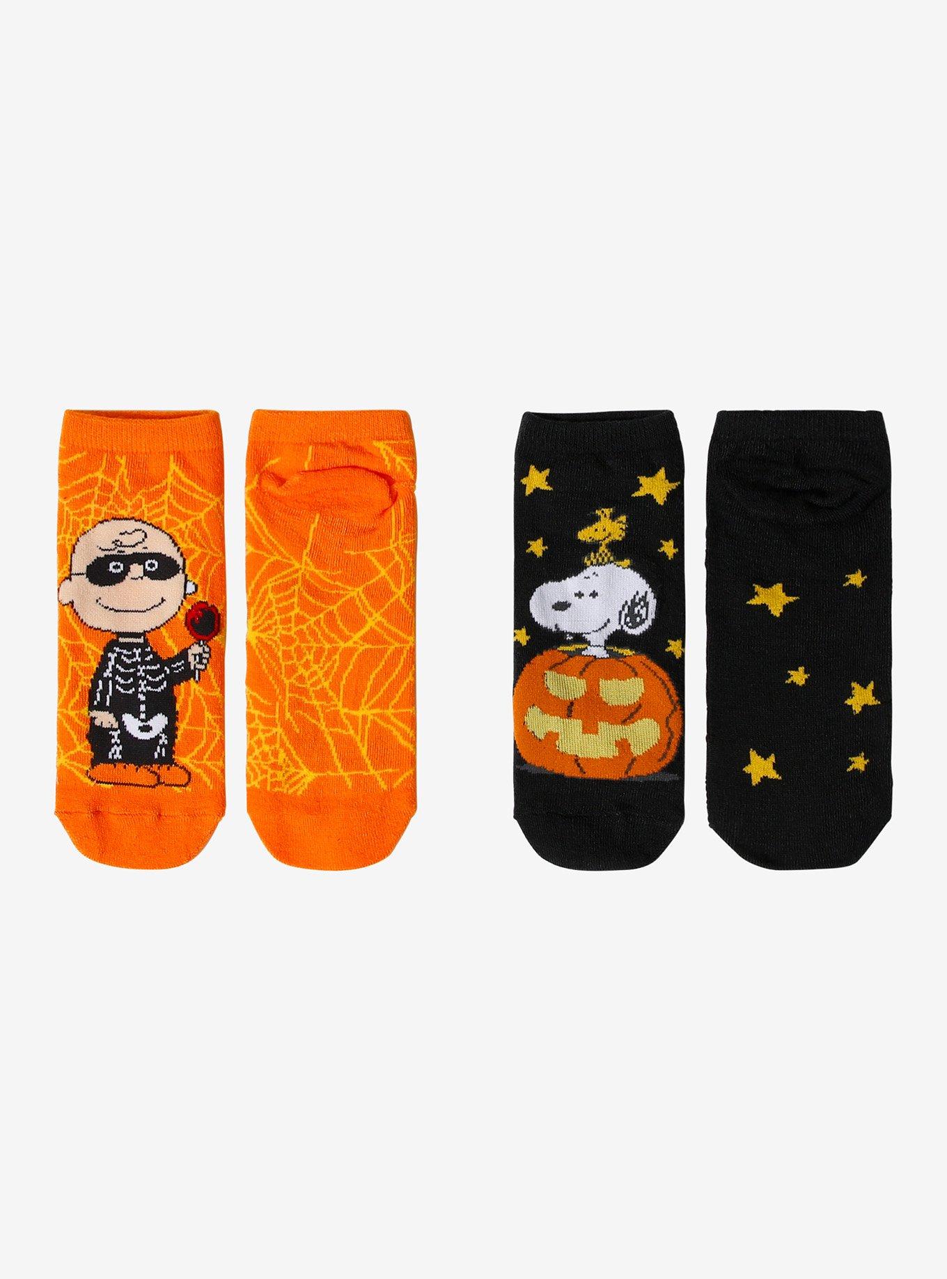 Peanuts Snoopy & Charlie Brown Halloween No-Show Socks 2 Pair, , alternate