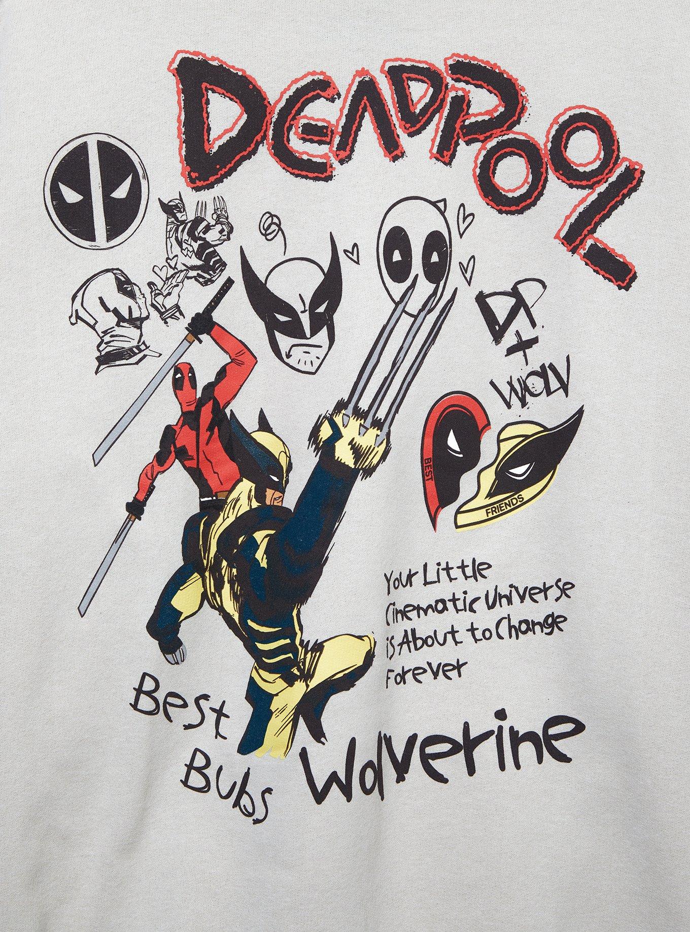 Marvel Deadpool & Wolverine Doodle Icons Hoodie — BoxLunch Exclusive, OATMEAL, alternate