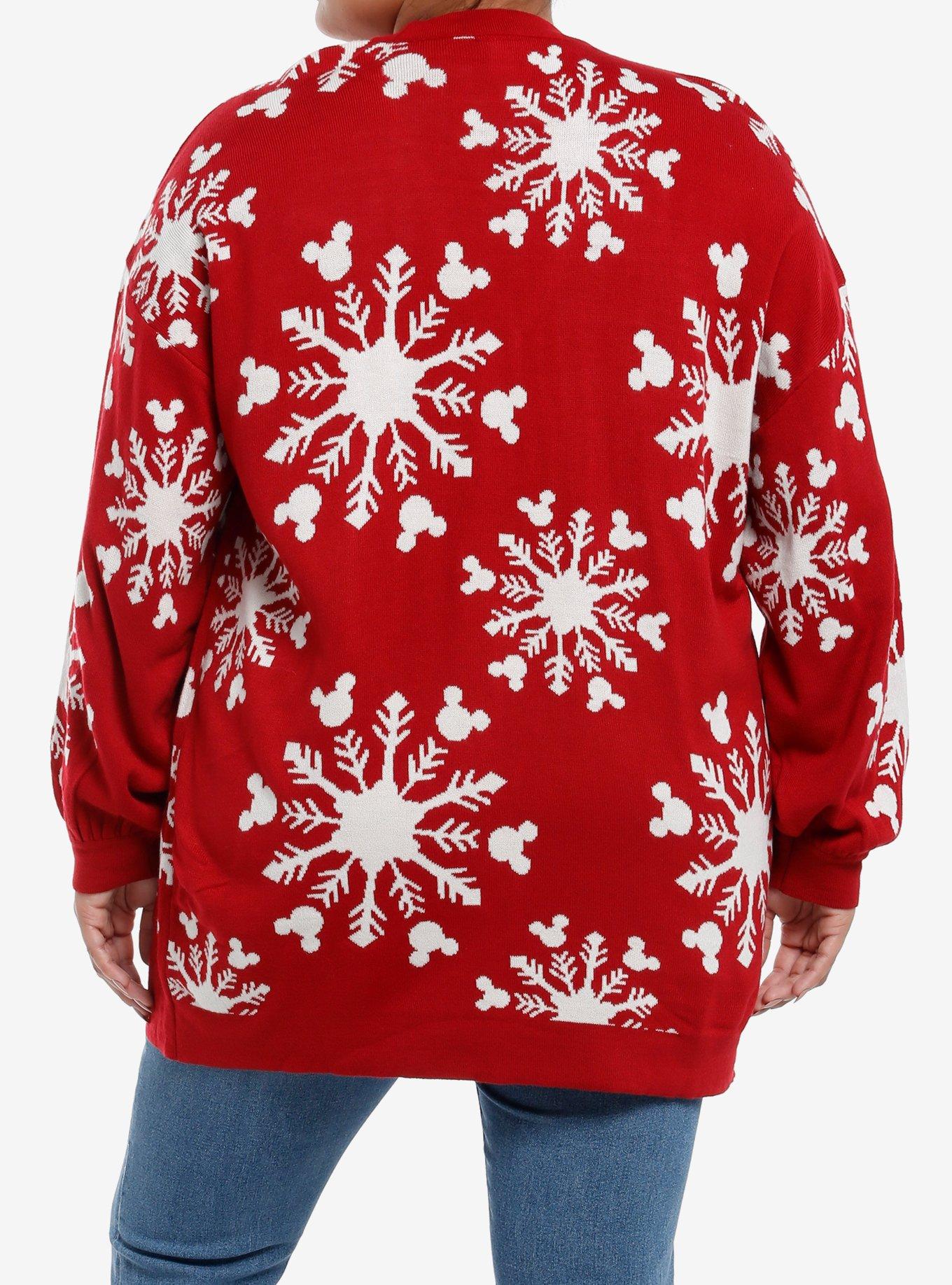 Her Universe Disney Mickey Mouse Snowflake Cardigan Plus Size, RED  WHITE, alternate