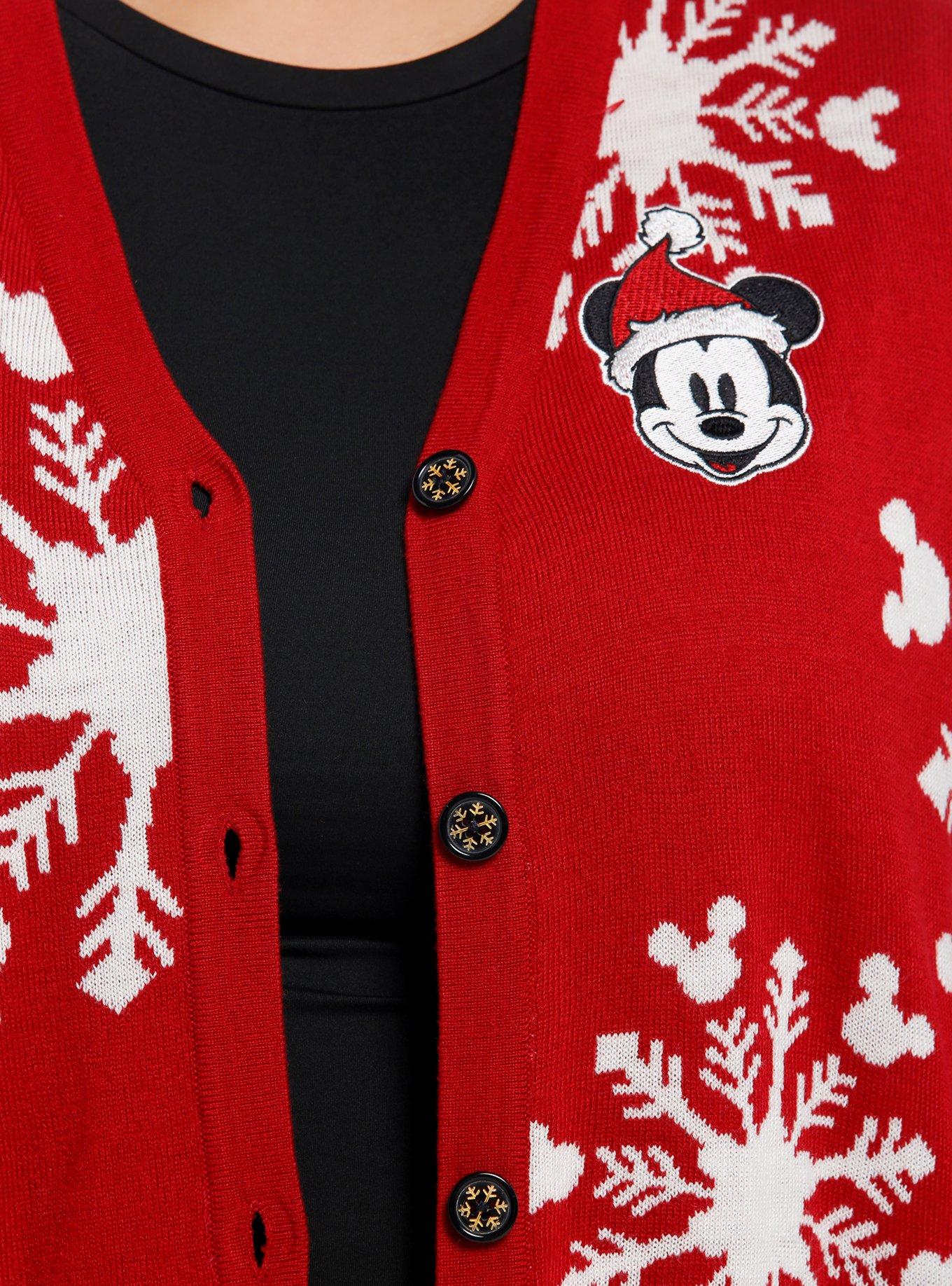 Her Universe Disney Mickey Mouse Snowflake Cardigan Plus Size, RED  WHITE, alternate