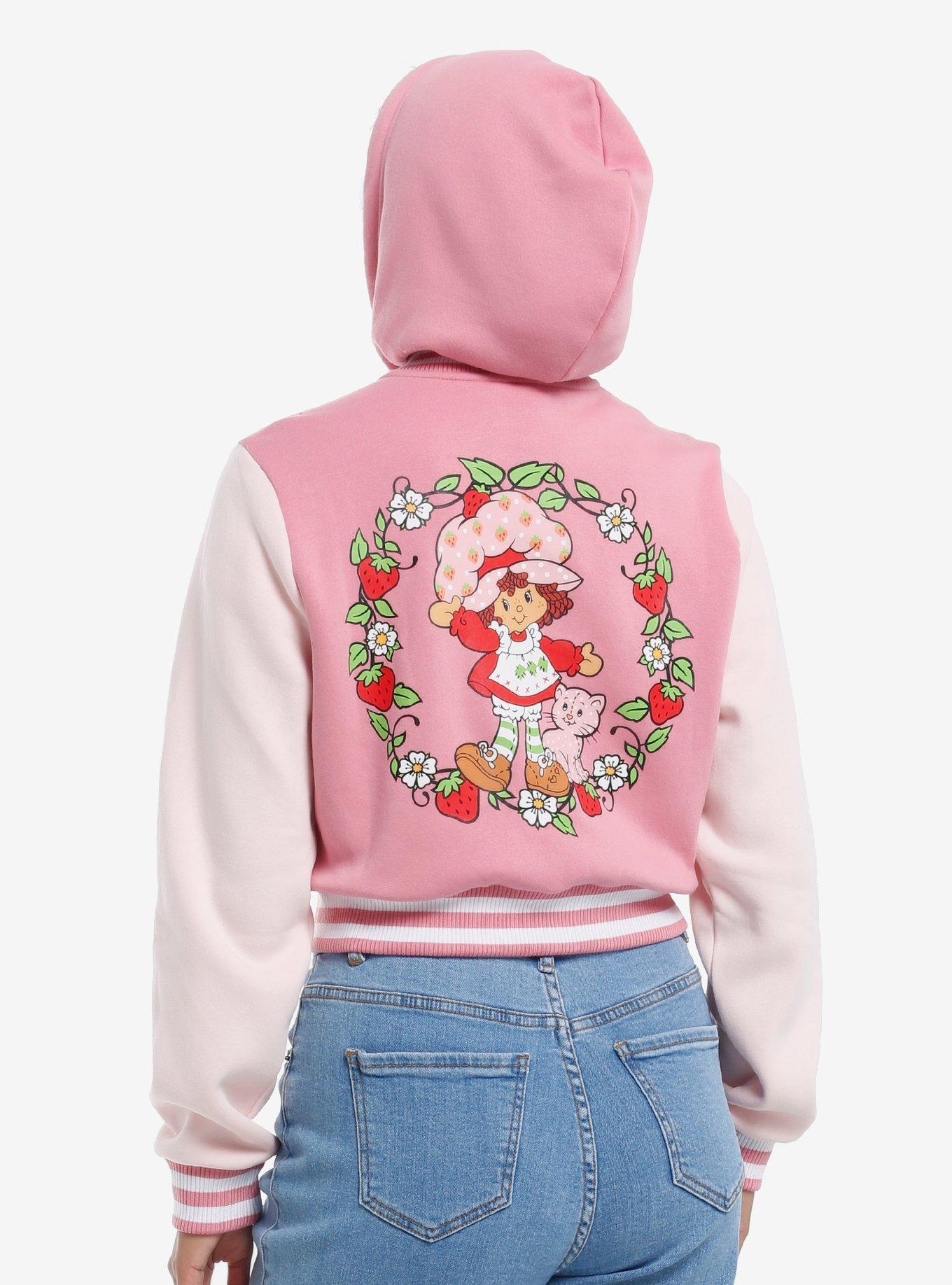 Strawberry Shortcake Pink Hooded Girls Varsity Jacket, , hi-res