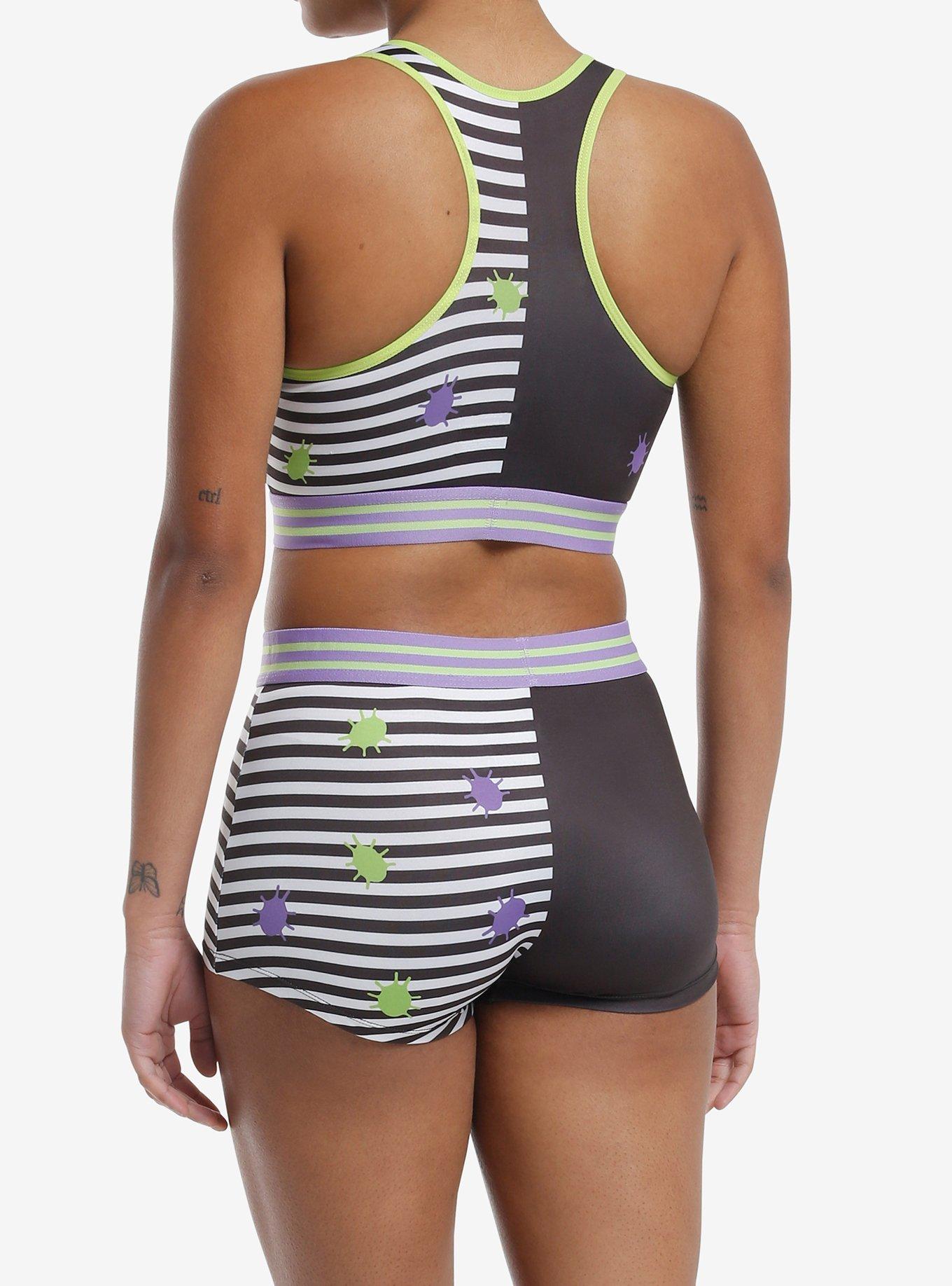 Beetlejuice Split Stripe Bra & Boyshort Panty Set, MULTI, alternate
