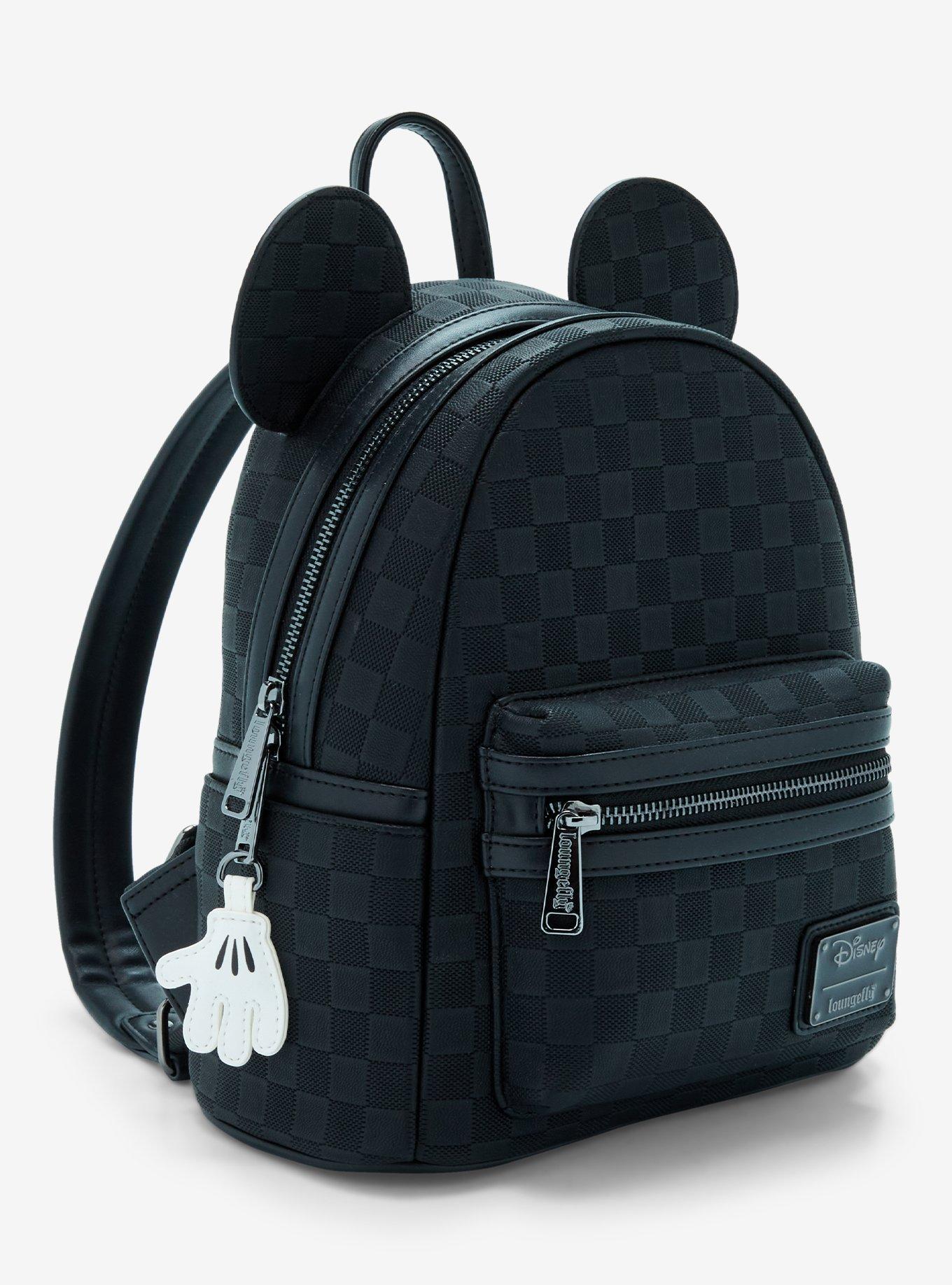 Loungefly Disney Mickey Mouse Ears Tonal Checkered Mini Backpack, , alternate