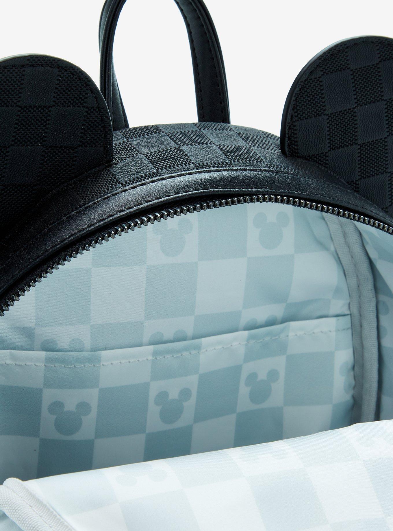 Loungefly Disney Mickey Mouse Ears Tonal Checkered Mini Backpack, , alternate