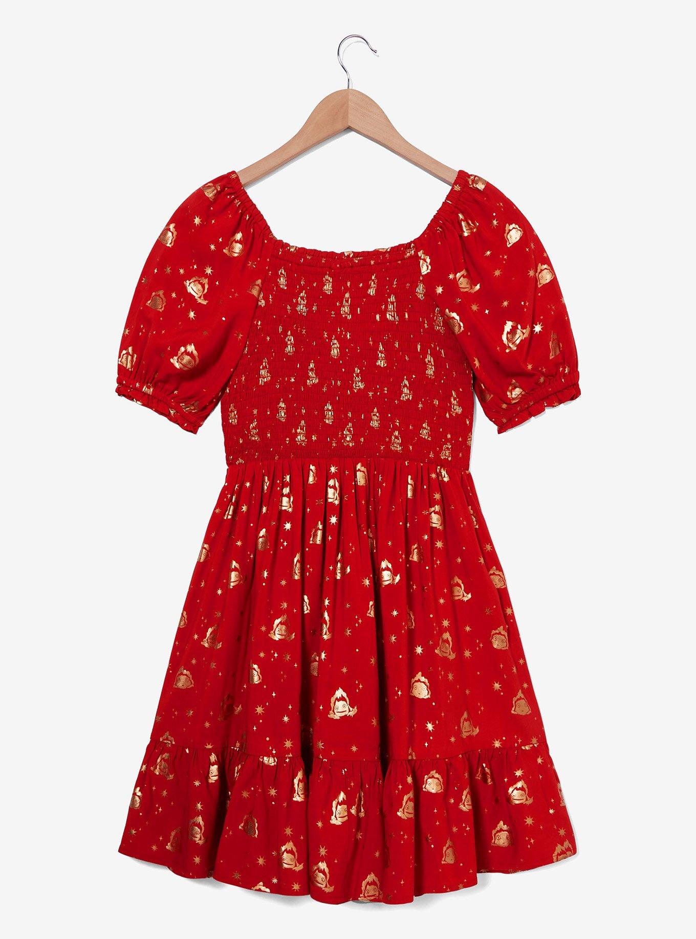 Studio Ghibli Howl's Moving Castle Calcifer Starry Allover Print Smock Dress - BoxLunch Exclusive, MULTI, alternate