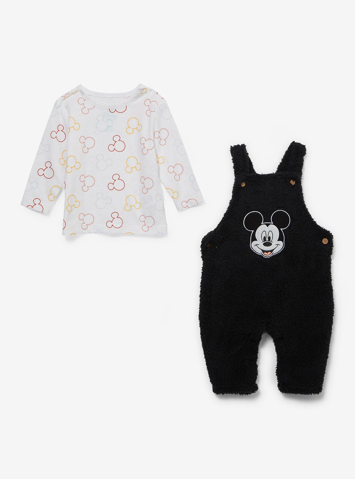 Disney Mickey Mouse Sherpa Infant Long Sleeve T-Shirt & Overall Set, MULTI, alternate