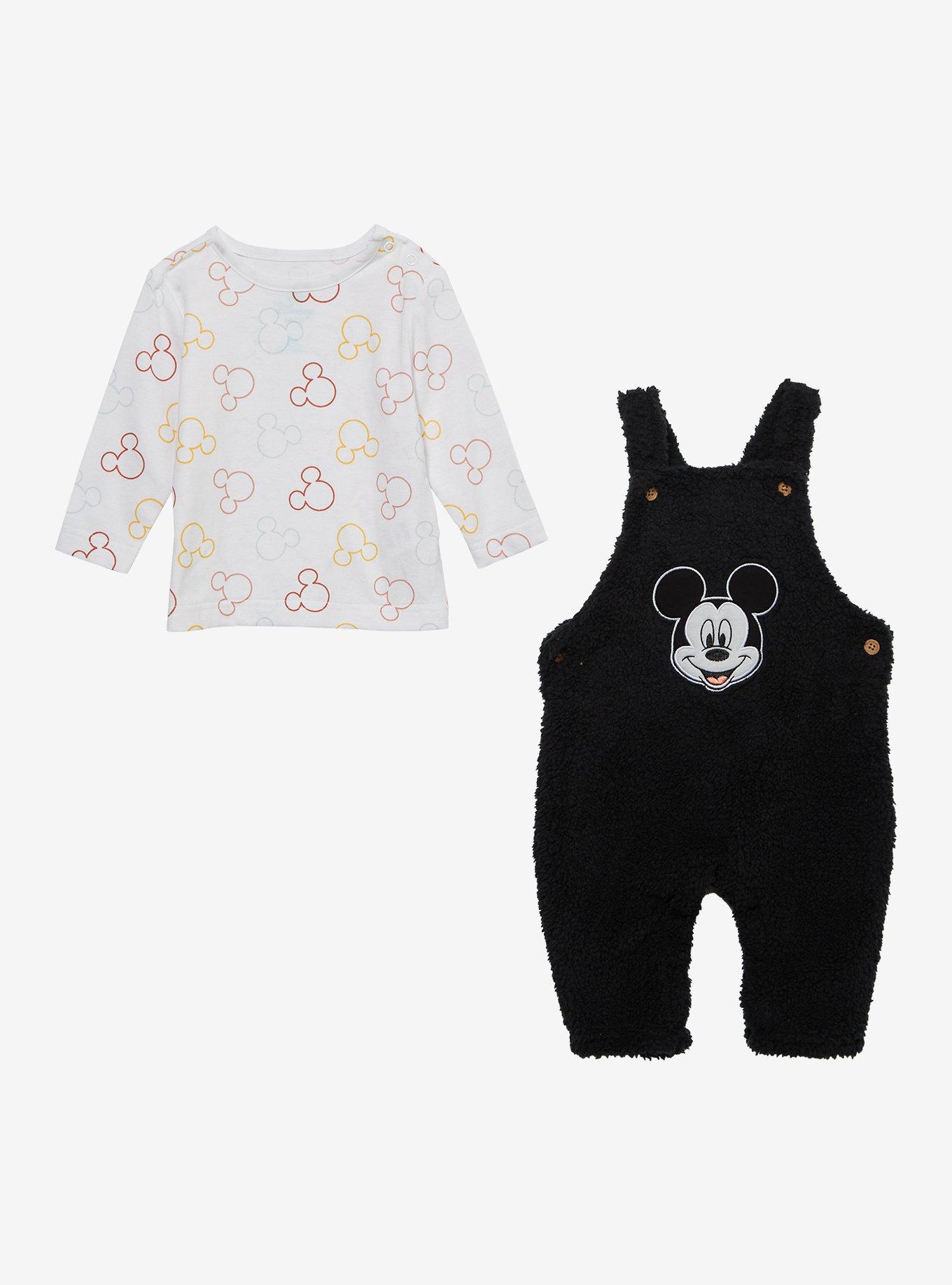 Disney Mickey Mouse Sherpa Infant Long Sleeve T-Shirt & Overall Set, MULTI, alternate