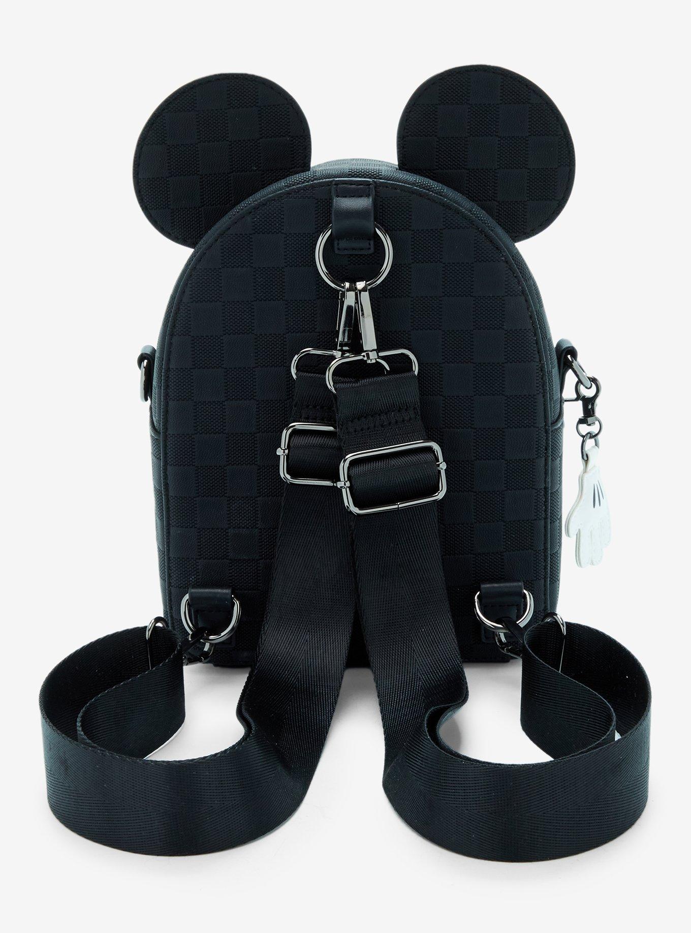 Loungefly Disney Mickey Mouse Tonal Checkered Ears Convertible Crossbody Bag, , alternate