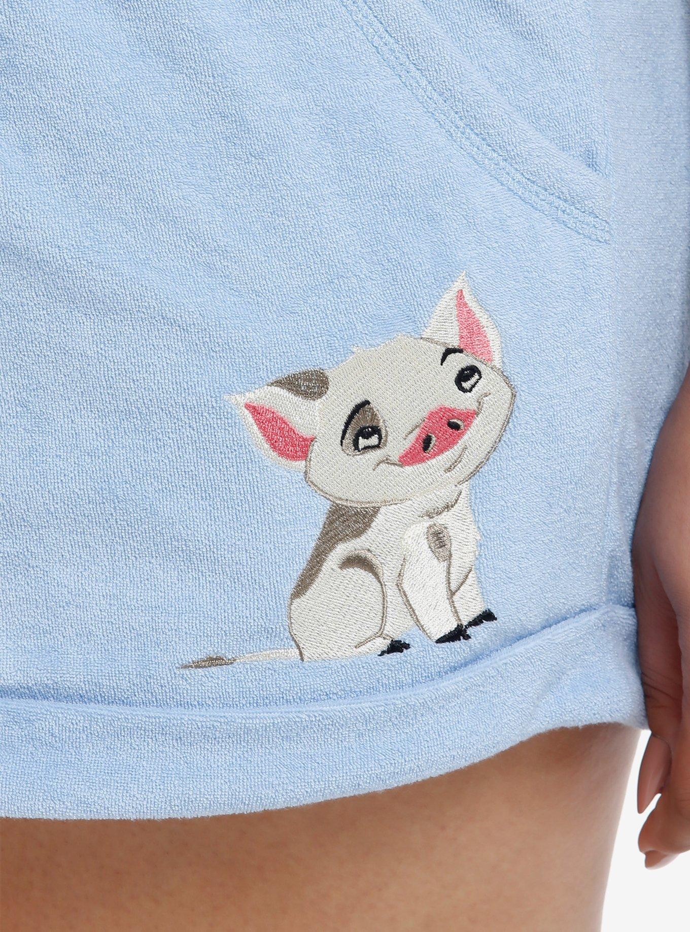 Her Universe Disney Moana Pua & Heihei Girls Lounge Shorts Plus Size, LIGHT BLUE, alternate
