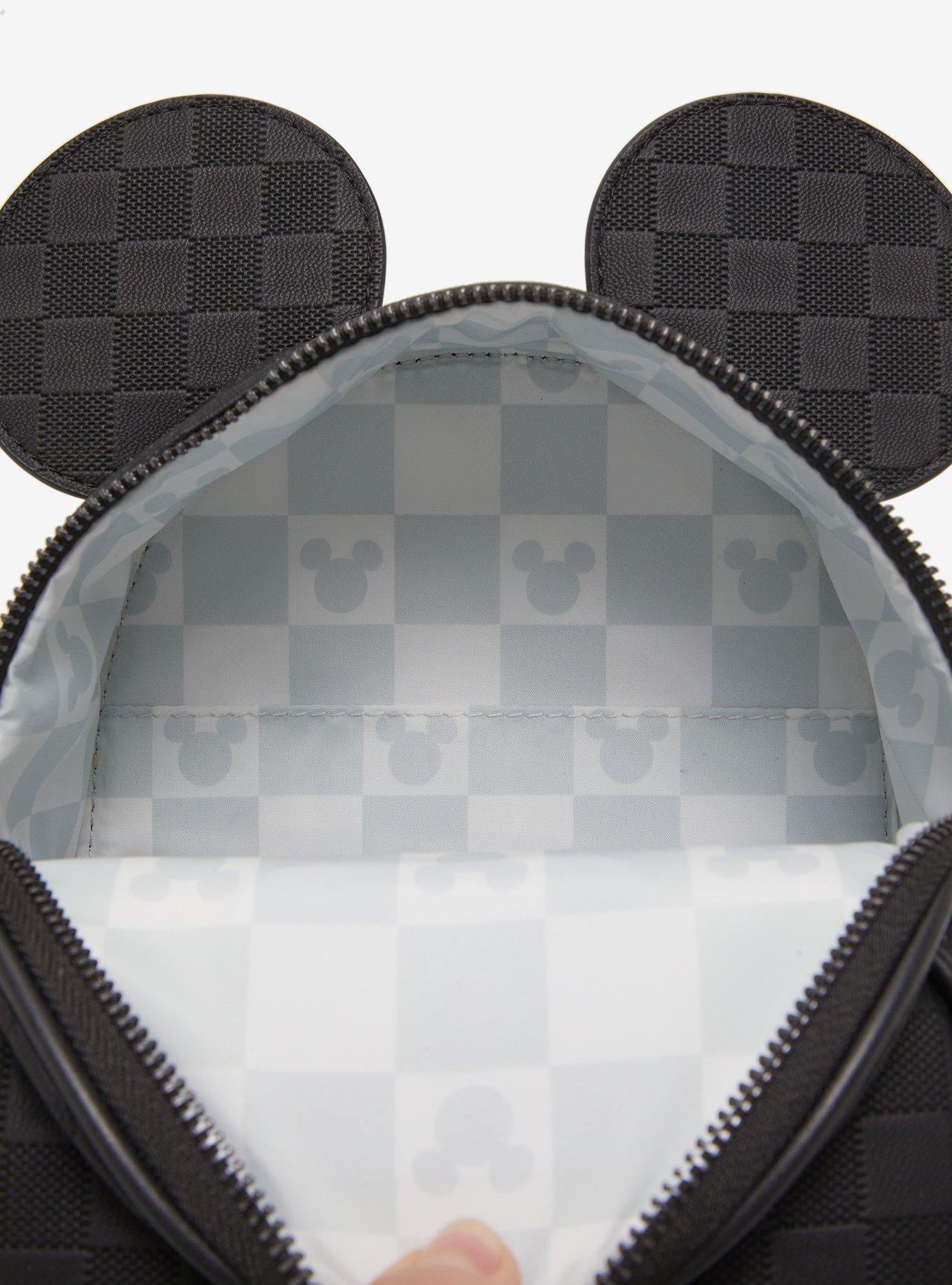 Loungefly Disney Mickey Mouse Black Checkered Figural Convertible Crossbody Bag, , alternate