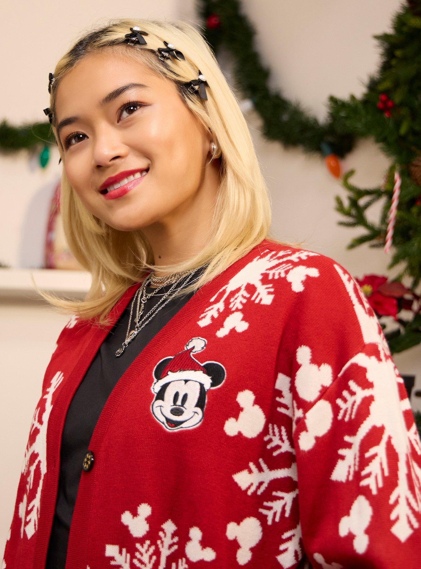 Her Universe Disney Mickey Mouse Snowflake Girls Cardigan, , alternate