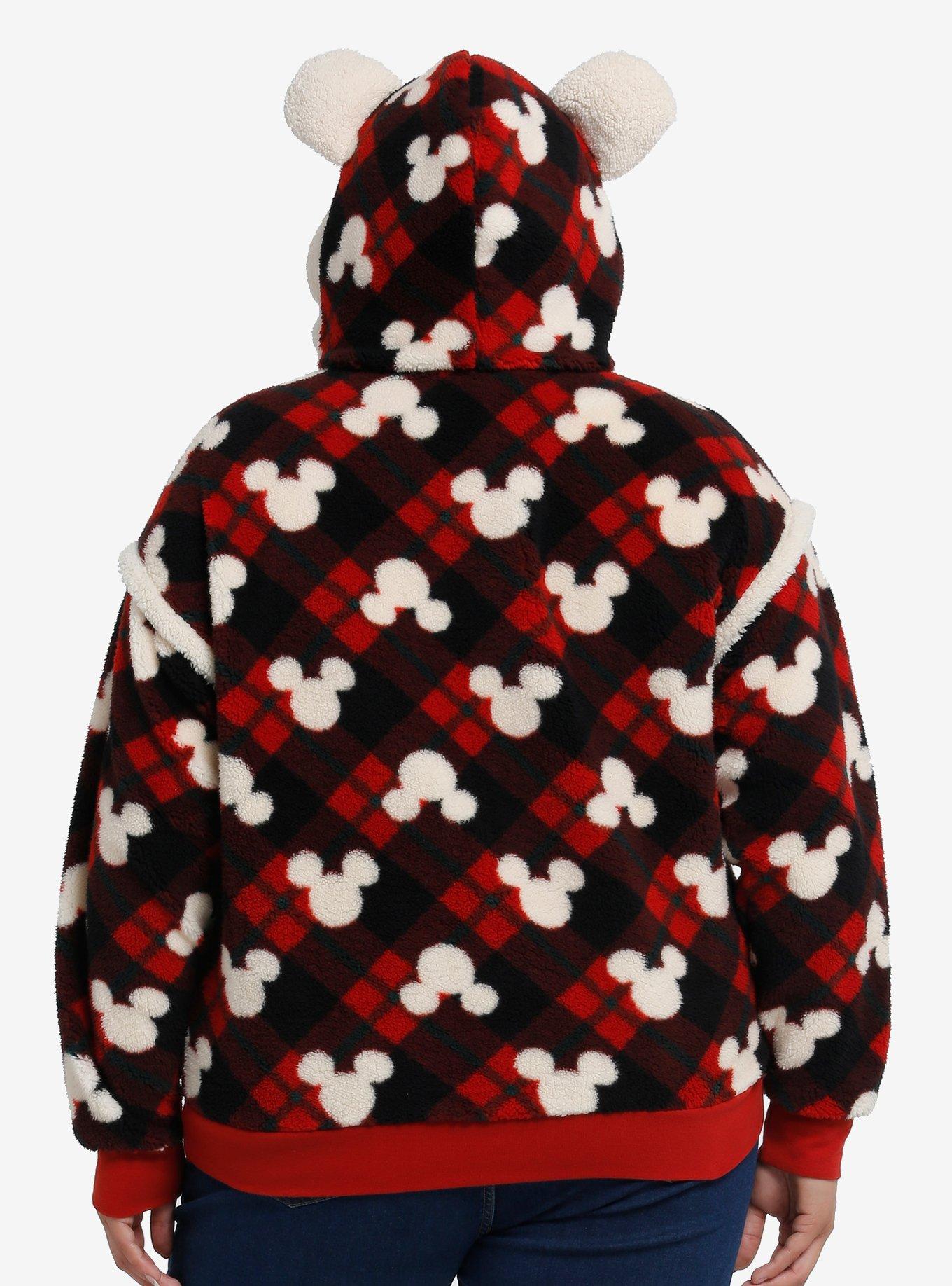 Her Universe Disney Mickey Mouse Plaid Girls Sherpa Hoodie Plus Size, MULTI, alternate