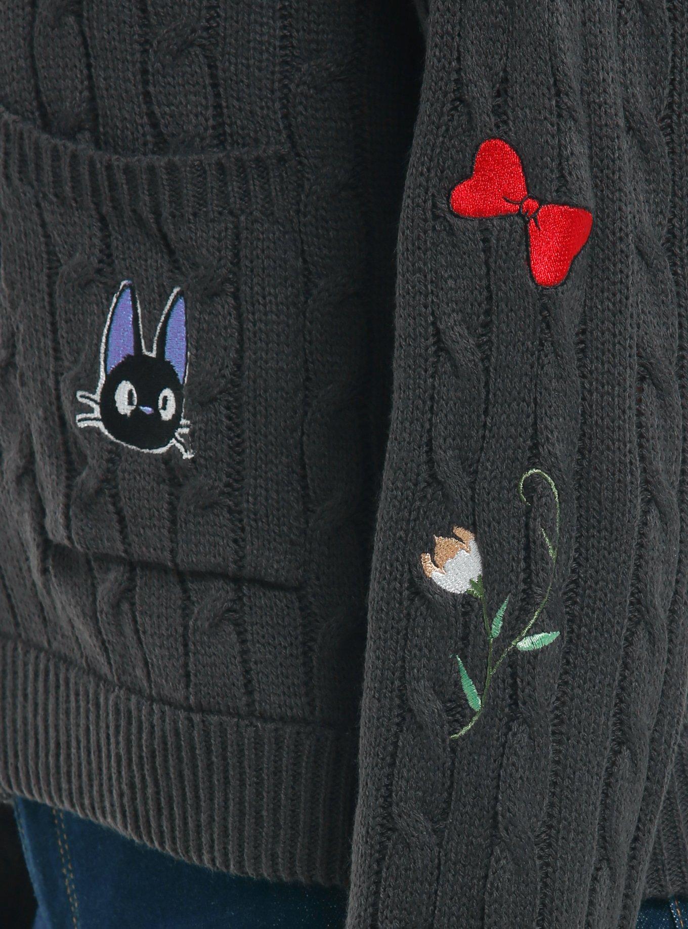 Her Universe Studio Ghibli® Kiki's Delivery Service Jiji Cable Knit Hooded Girls Cardigan, MULTI, alternate