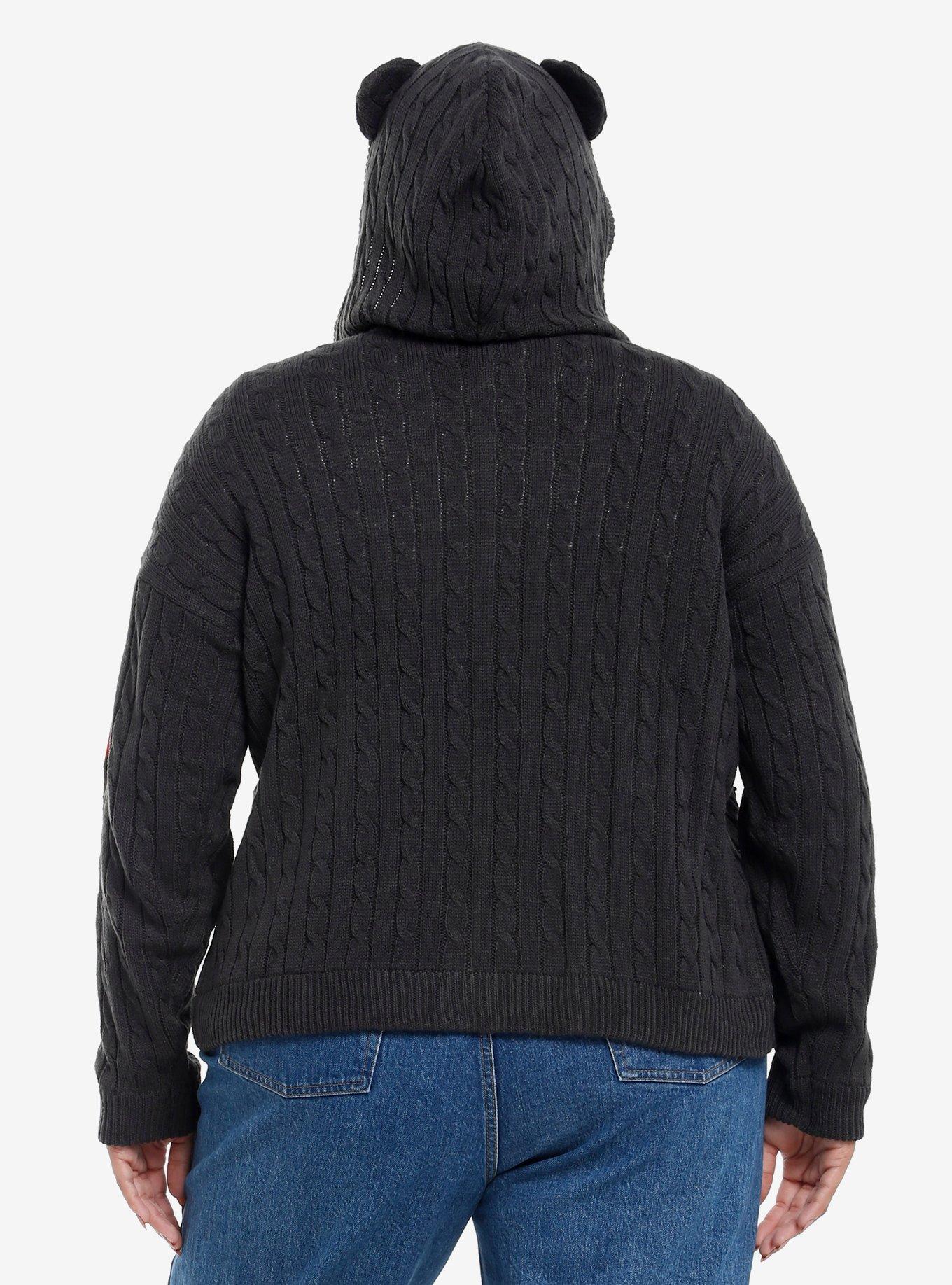 Her Universe Studio Ghibli® Kiki's Delivery Service Jiji Cable Knit Hooded Girls Cardigan Plus Size, MULTI, alternate