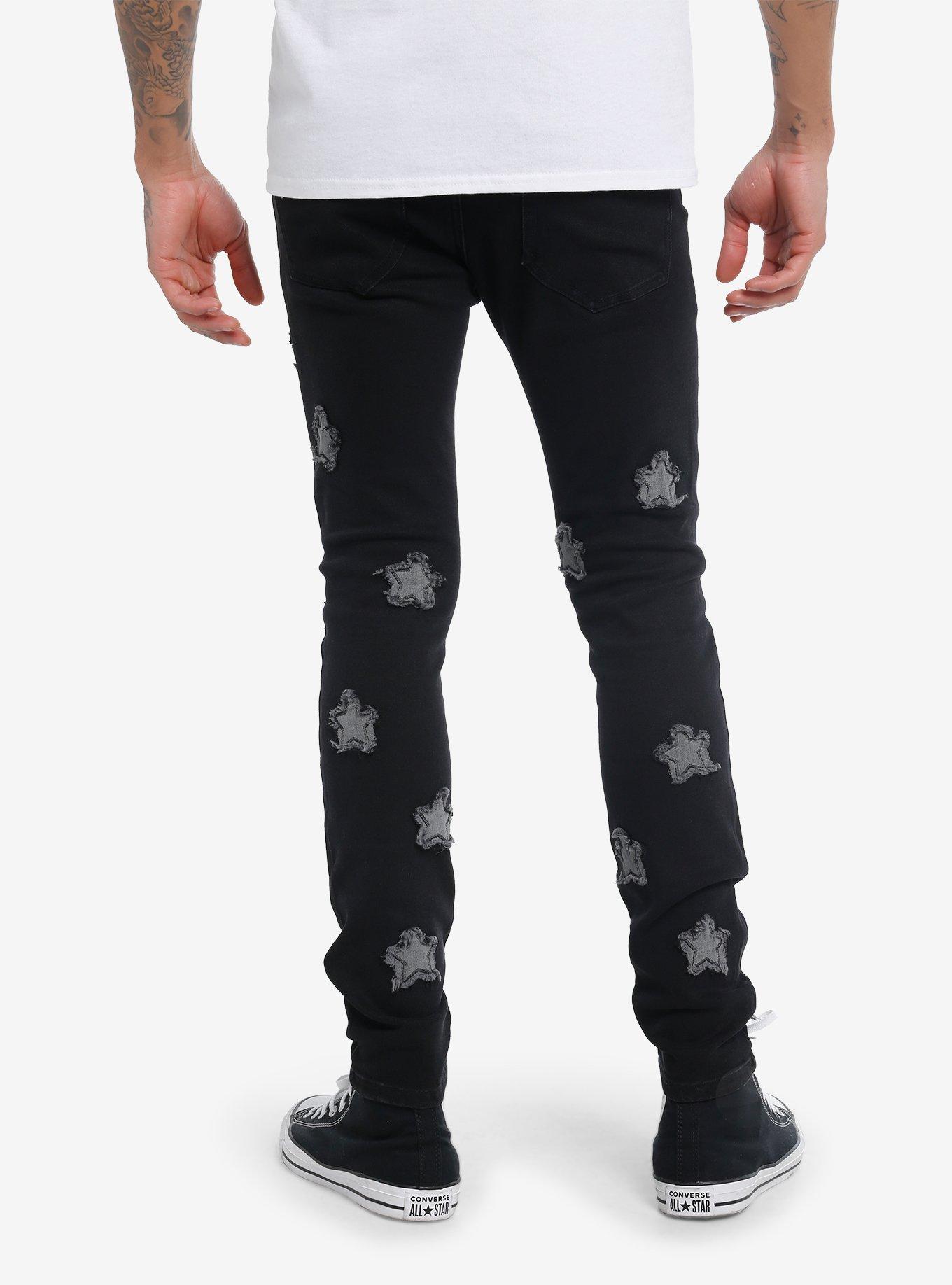 Social Collision Star Patches Black Stinger Jeans, GREY, alternate
