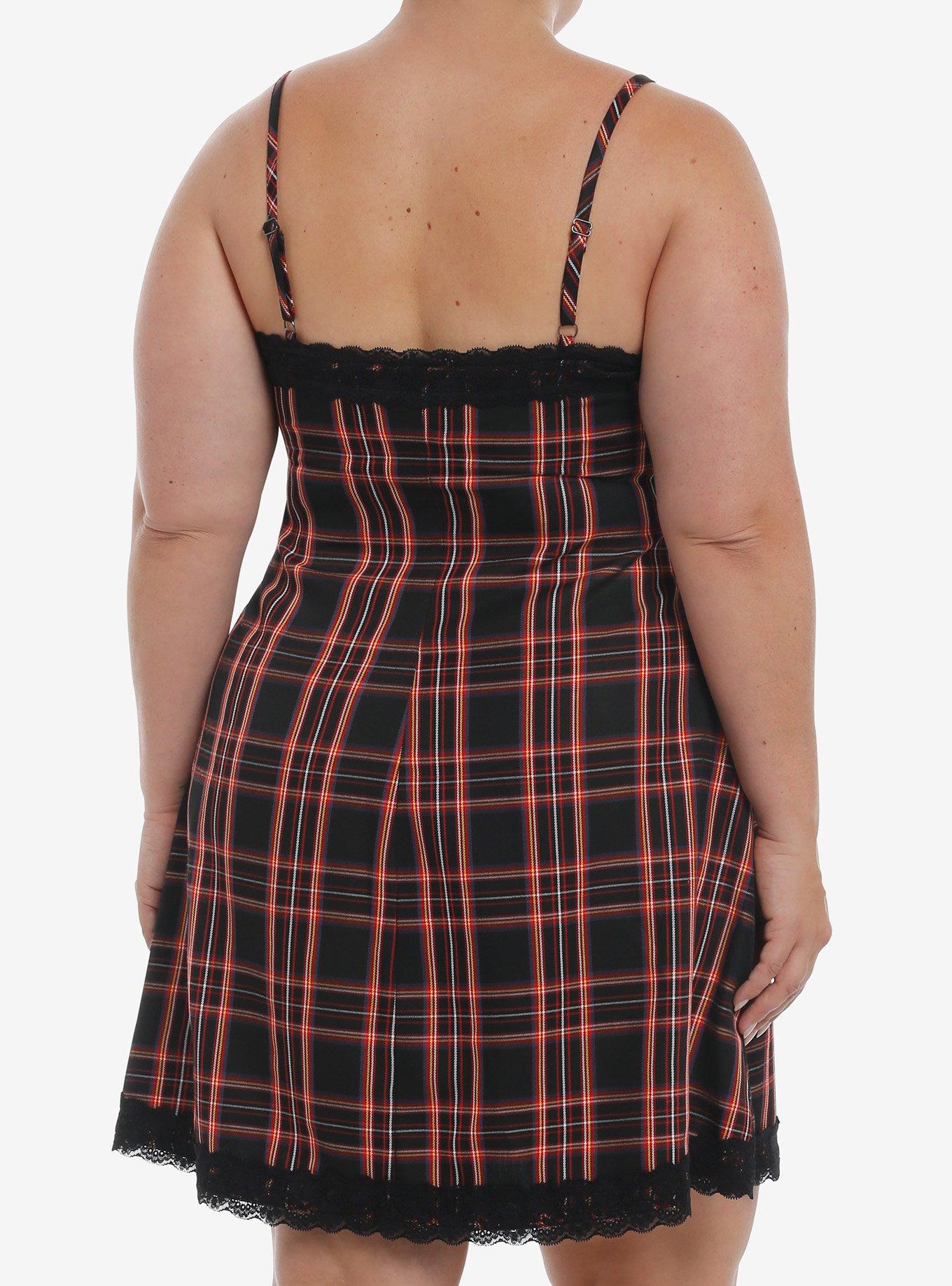 Social Collision Red Plaid Slip Dress Plus