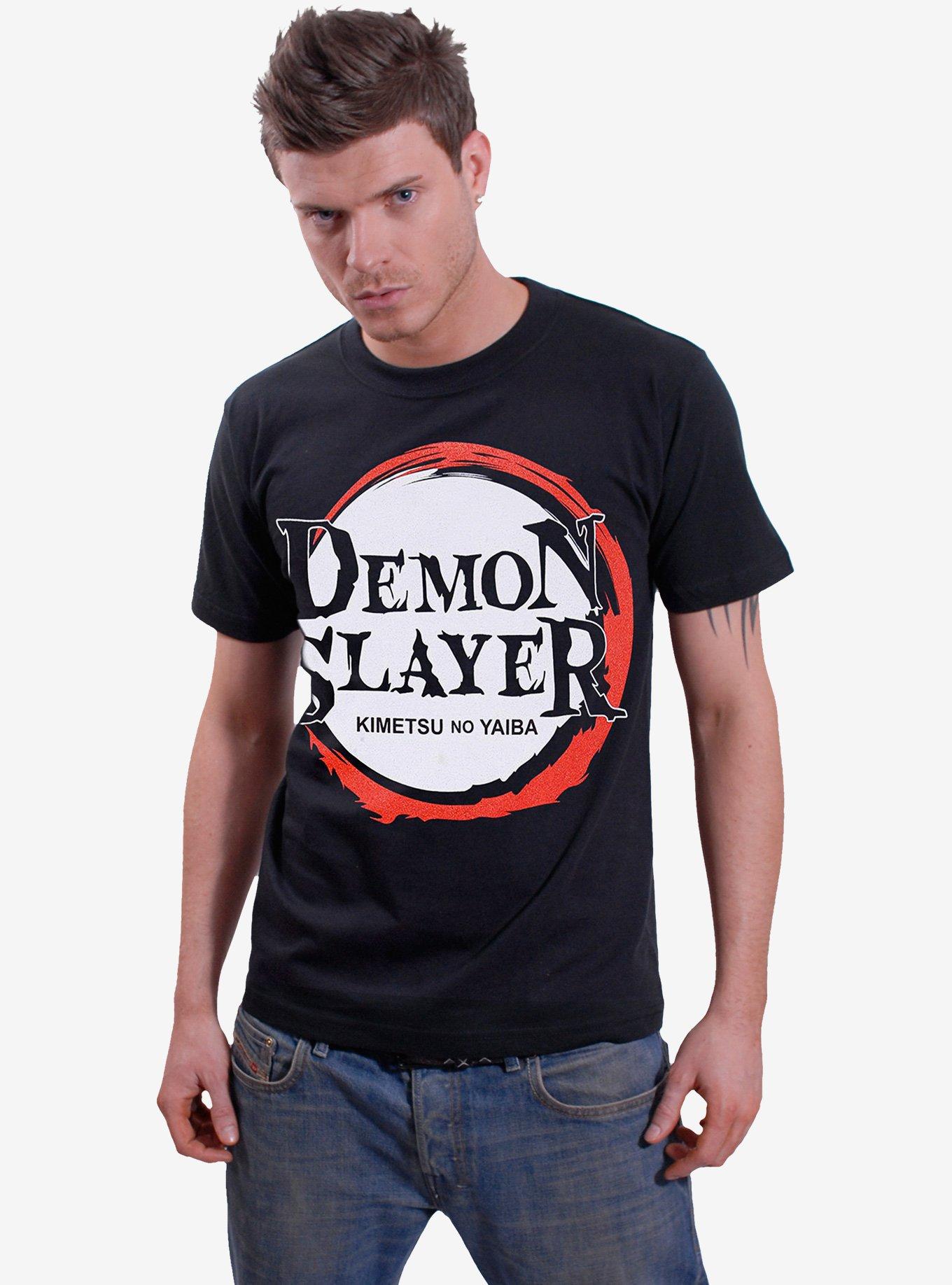Demon Slayer: Kimetsu No Yaiba Logo Front Print T-Shirt, BLACK, alternate