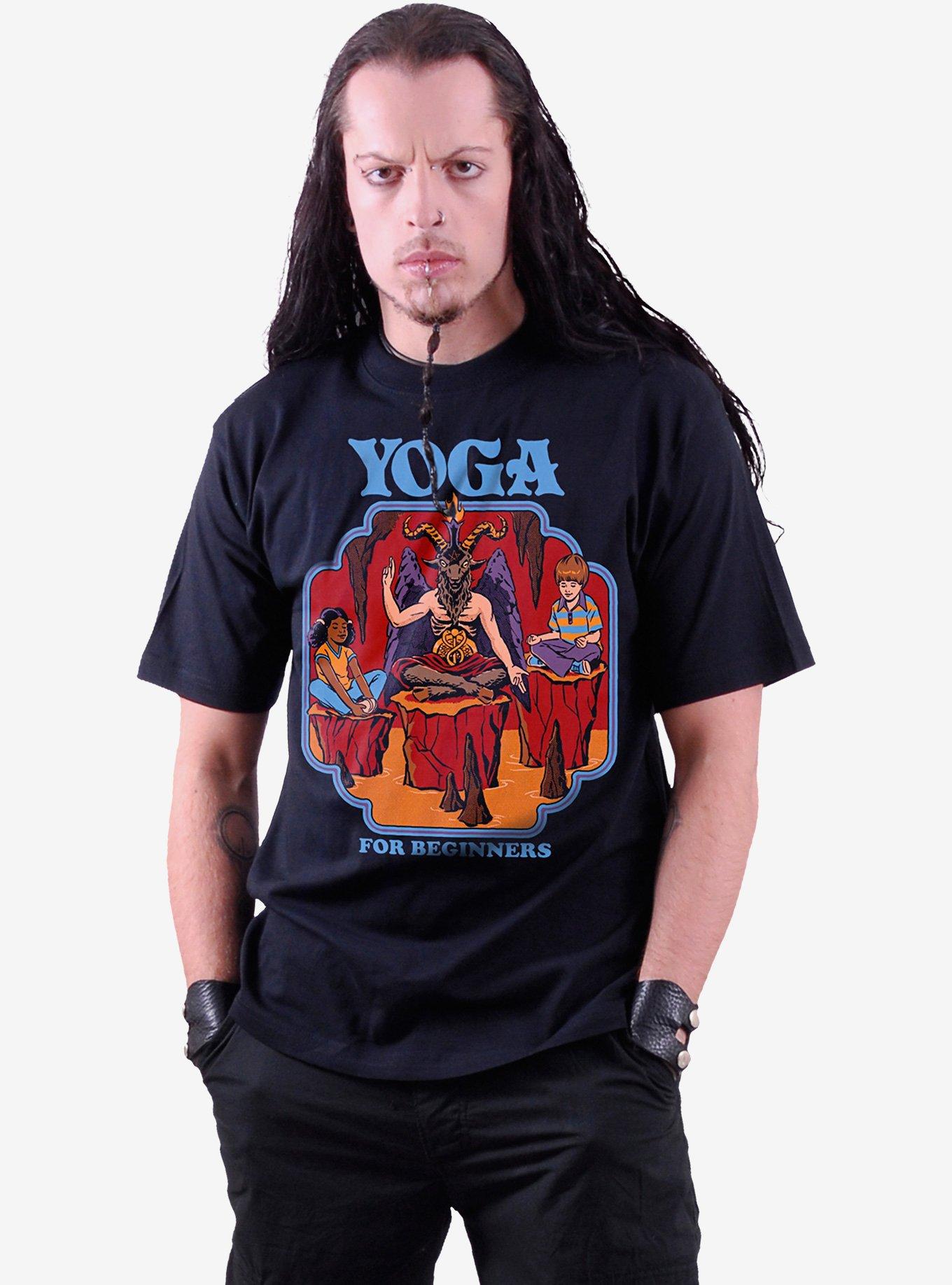 Steven Rhodes Yoga For Beginners Front Print T-Shirt, BLACK, alternate