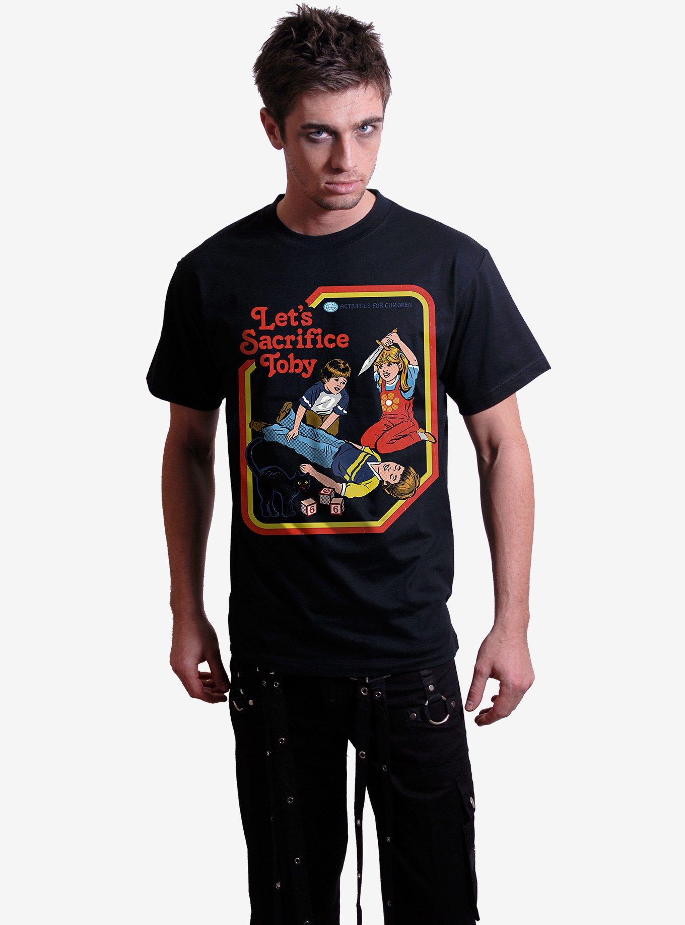 Steven Rhodes Let's Sacrifice Toby Front Print T-Shirt, BLACK, alternate