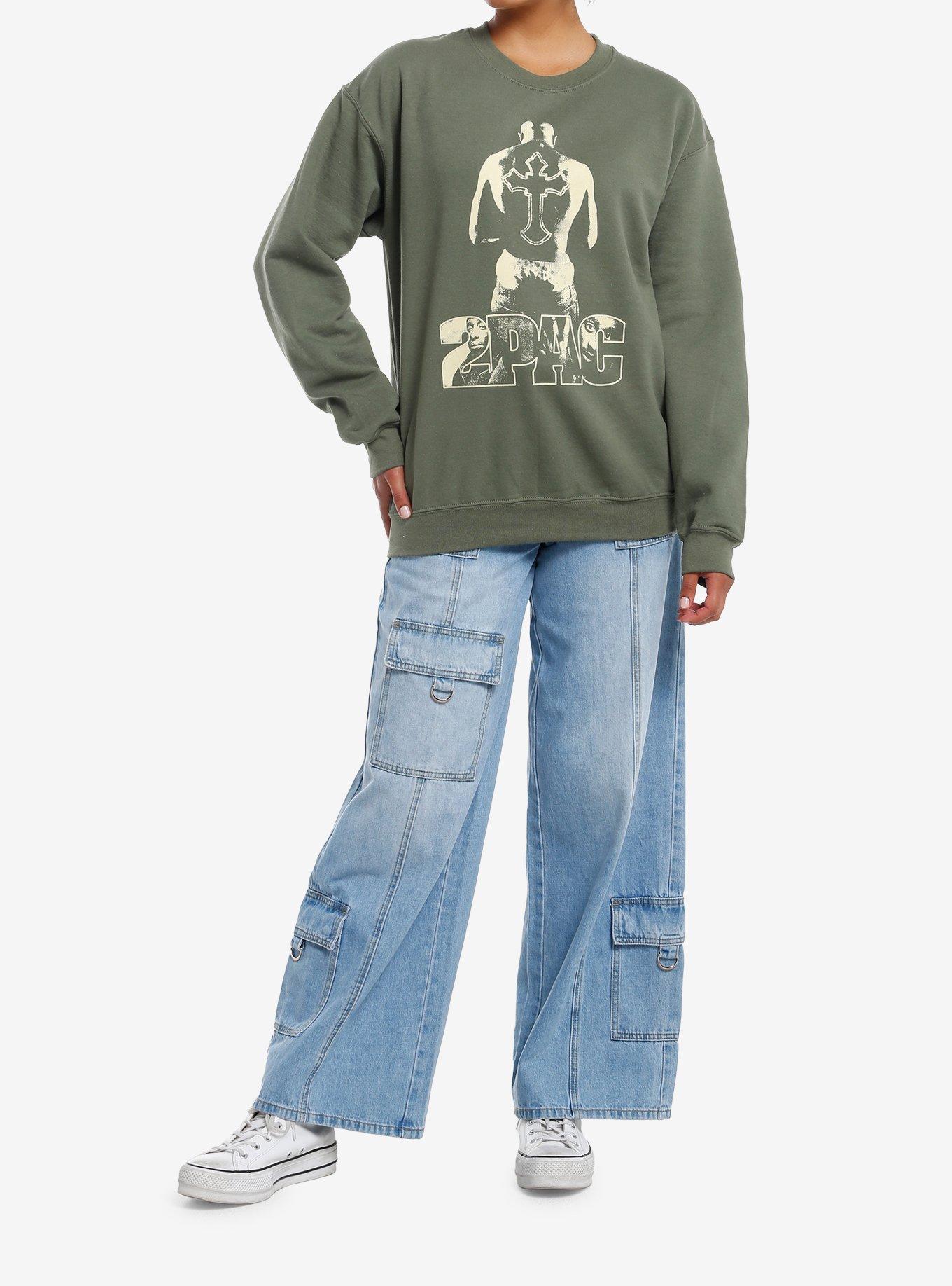 Tupac Cross Portrait Girls Crewneck Sweater, , hi-res