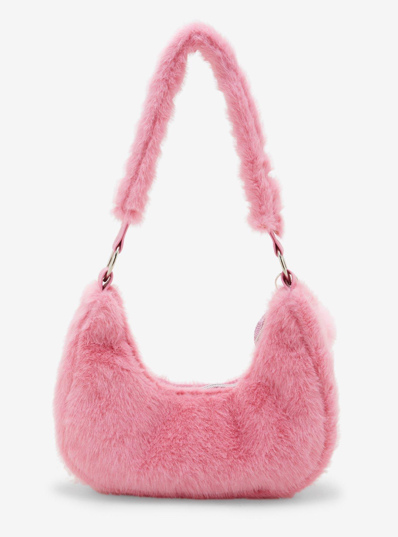 The Powerpuff Girls Pink Heart Fuzzy Shoulder Bag, , alternate