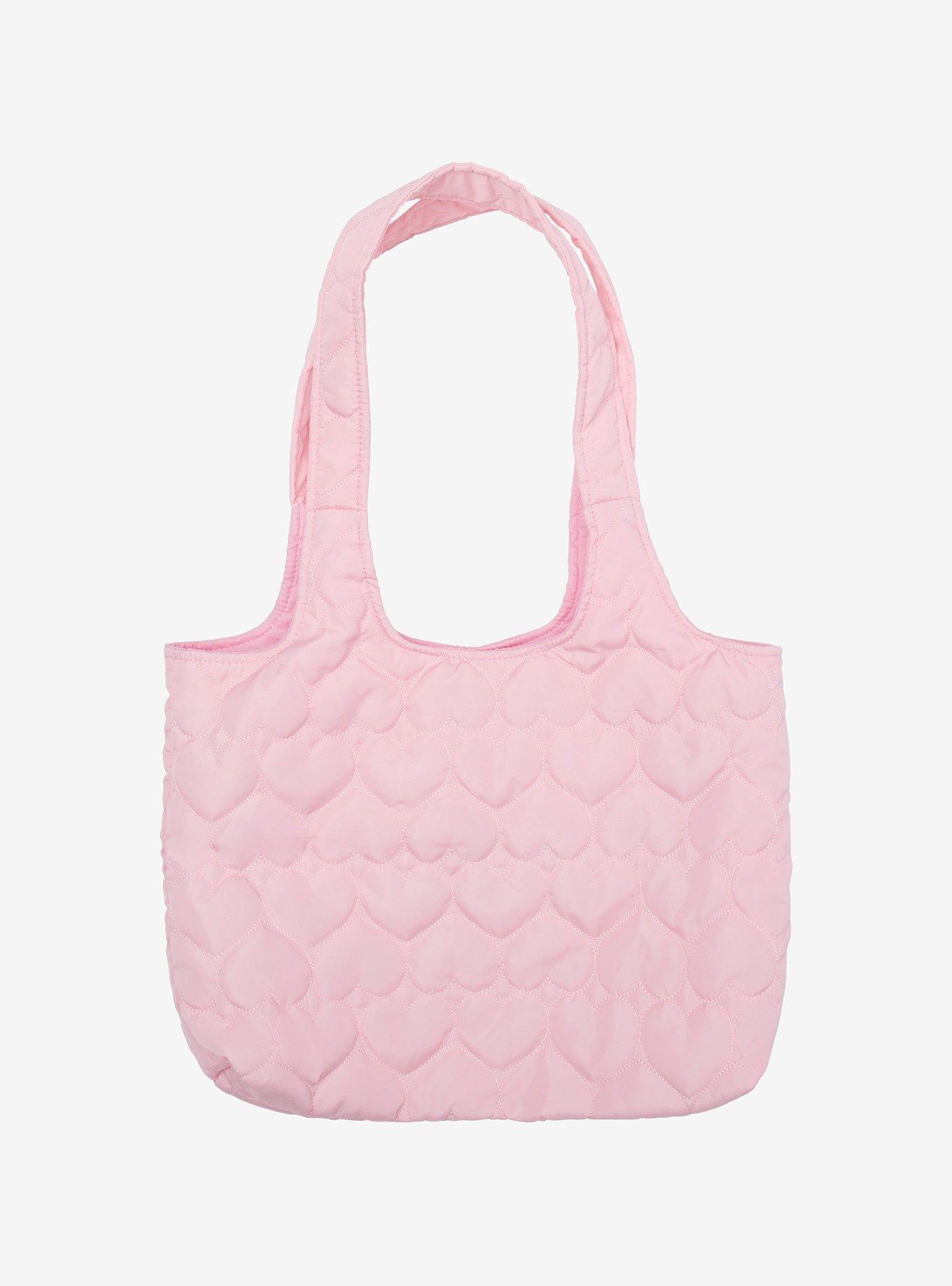 Pink Heart Puffer Shoulder Bag